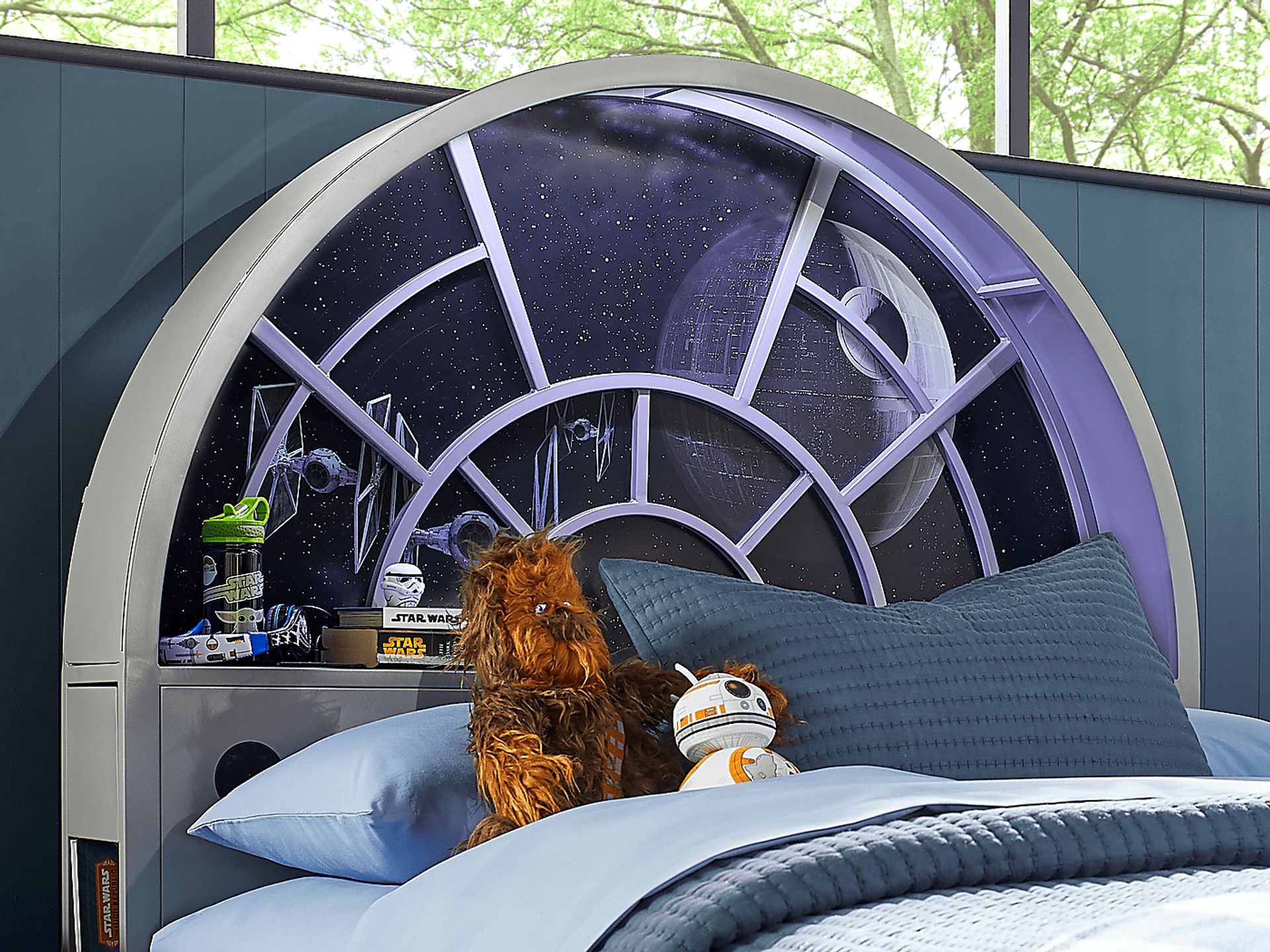 Star Wars Millennium Falcon 5 Pc Gray Twin Bedroom Set With Mirror 