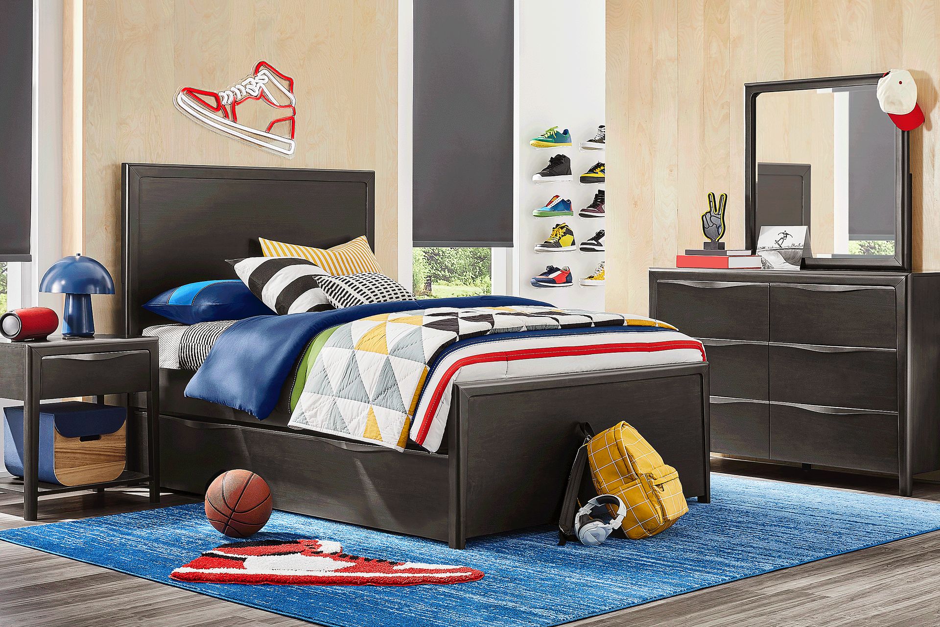 Kids Stardust Charcoal Full Panel Bedroom - Image 1