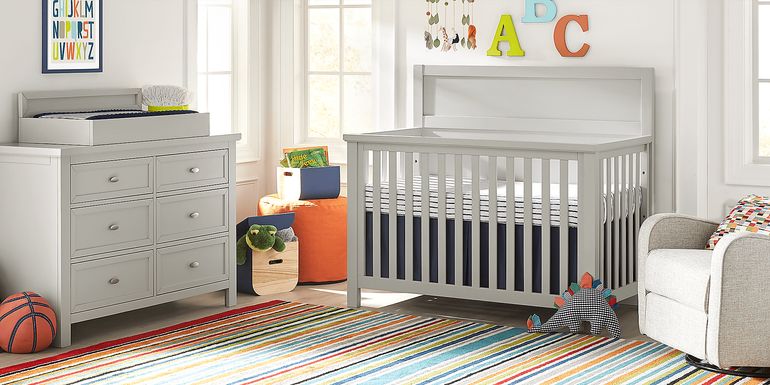 Kids Starry Dreams Gray 6 Pc Nursery with Toddler & Conversion Rails