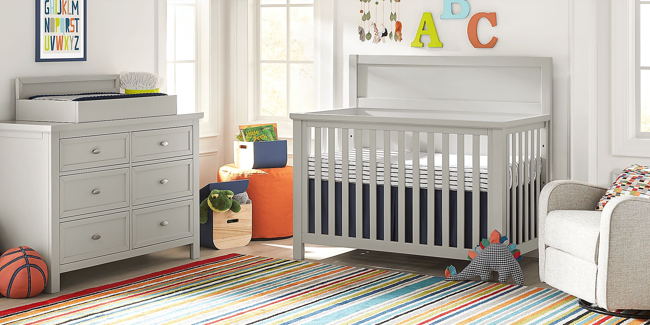 Kids Starry Dreams Gray 5 Pc Nursery with Toddler Rails