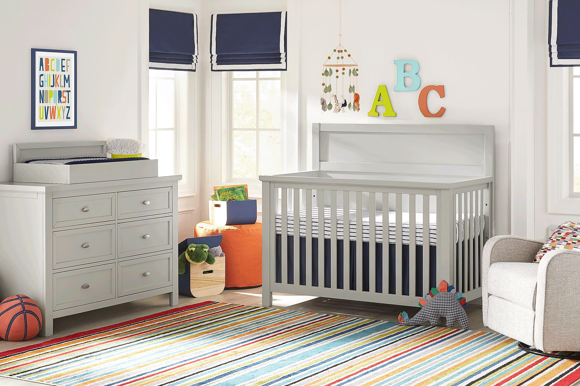 Kids Starry Dreams Gray 4 Pc Nursery with Toddler Rails - Image 1