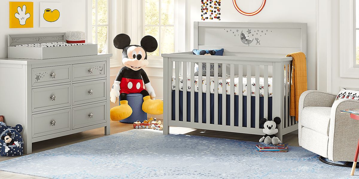 Disney Starry Dreams With Mickey Mouse Gray Crib Rooms to Go