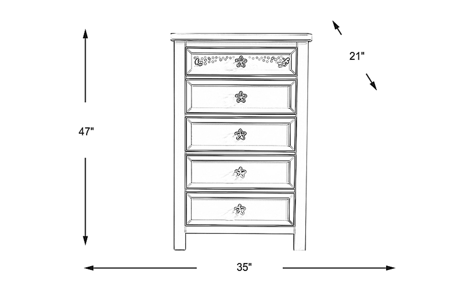 Dimension Image. Please refer to the Dimension Tab on this page for dimension details.