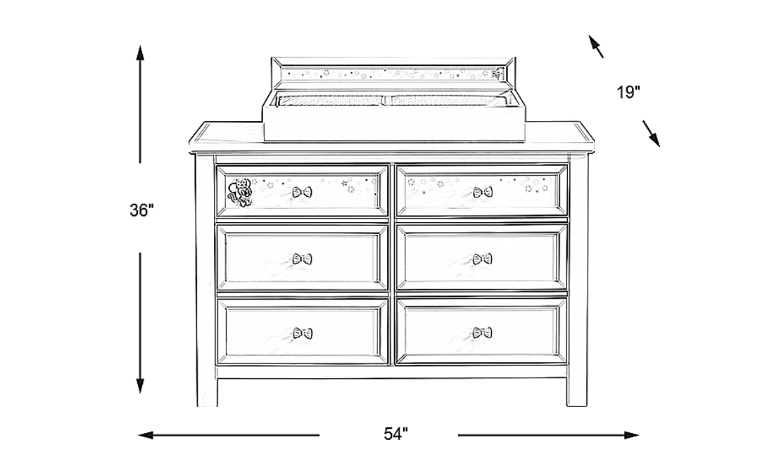 Kids Starry Dreams with Minnie Mouse Gray Dresser with Changing Topper and Pad