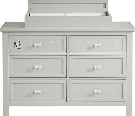 Kids Starry Dreams with Minnie Mouse Gray Dresser with Changing Topper and Pad