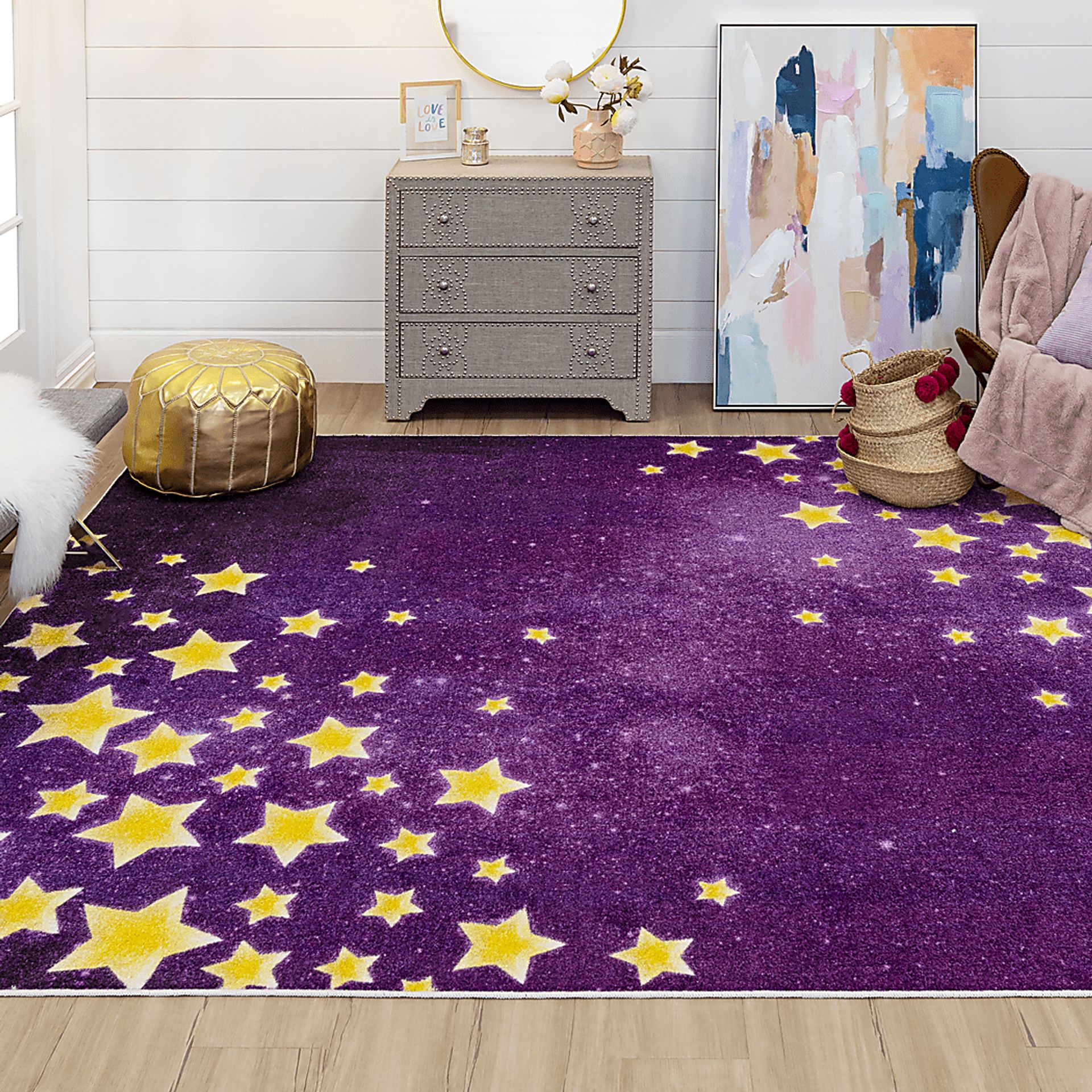 Kids Starry Sky Purple 3'4 x 5' Rug - Image 2
