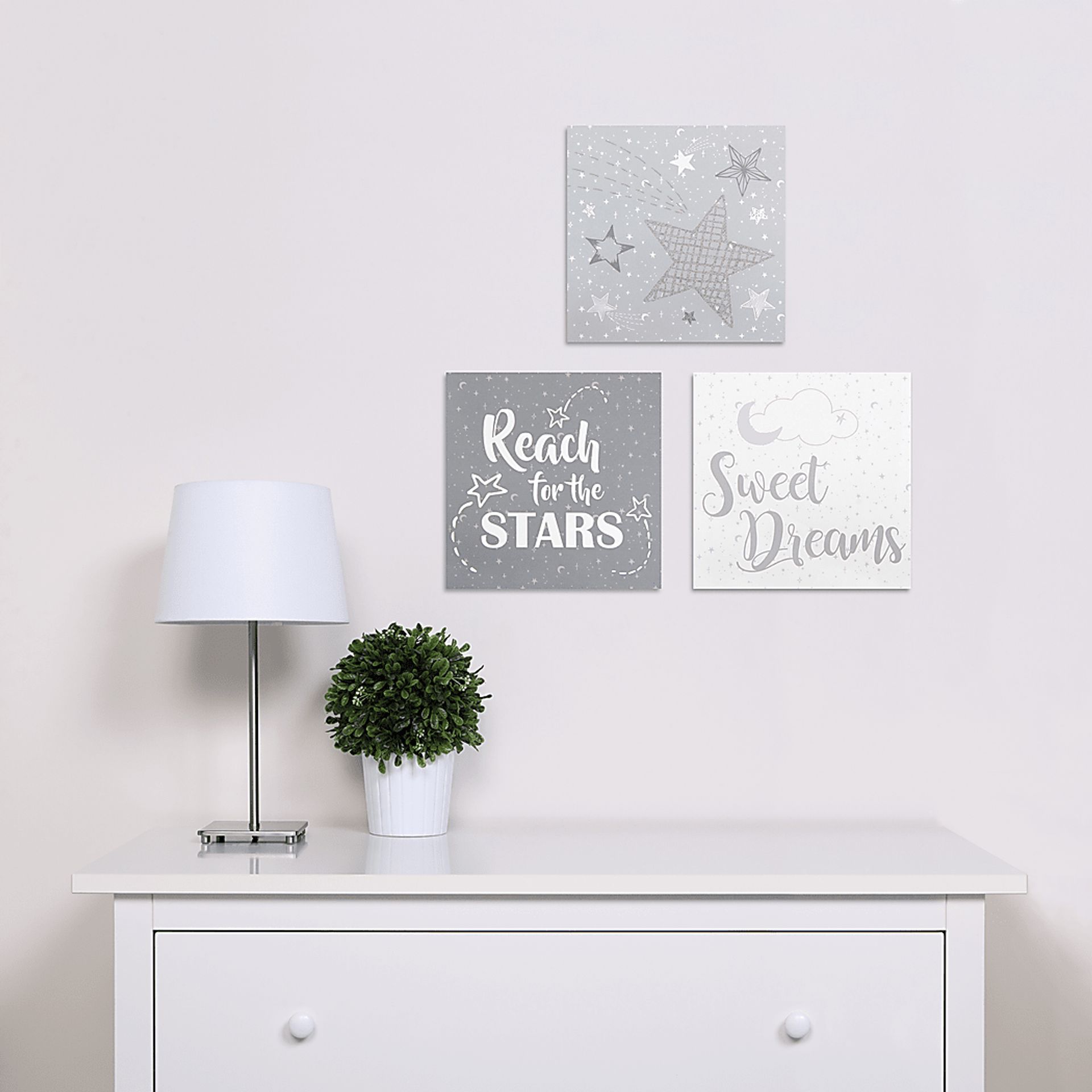 Kids Starry Slumbers Light Gray 3 Pc Artwork - Image 3
