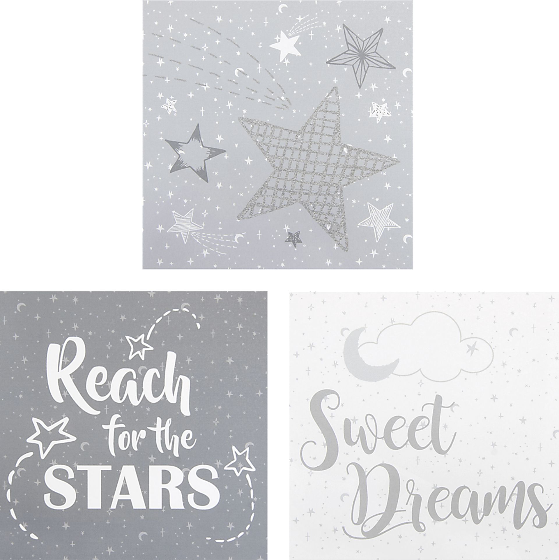 Kids Starry Slumbers Light Gray 3 Pc Artwork - Image 1
