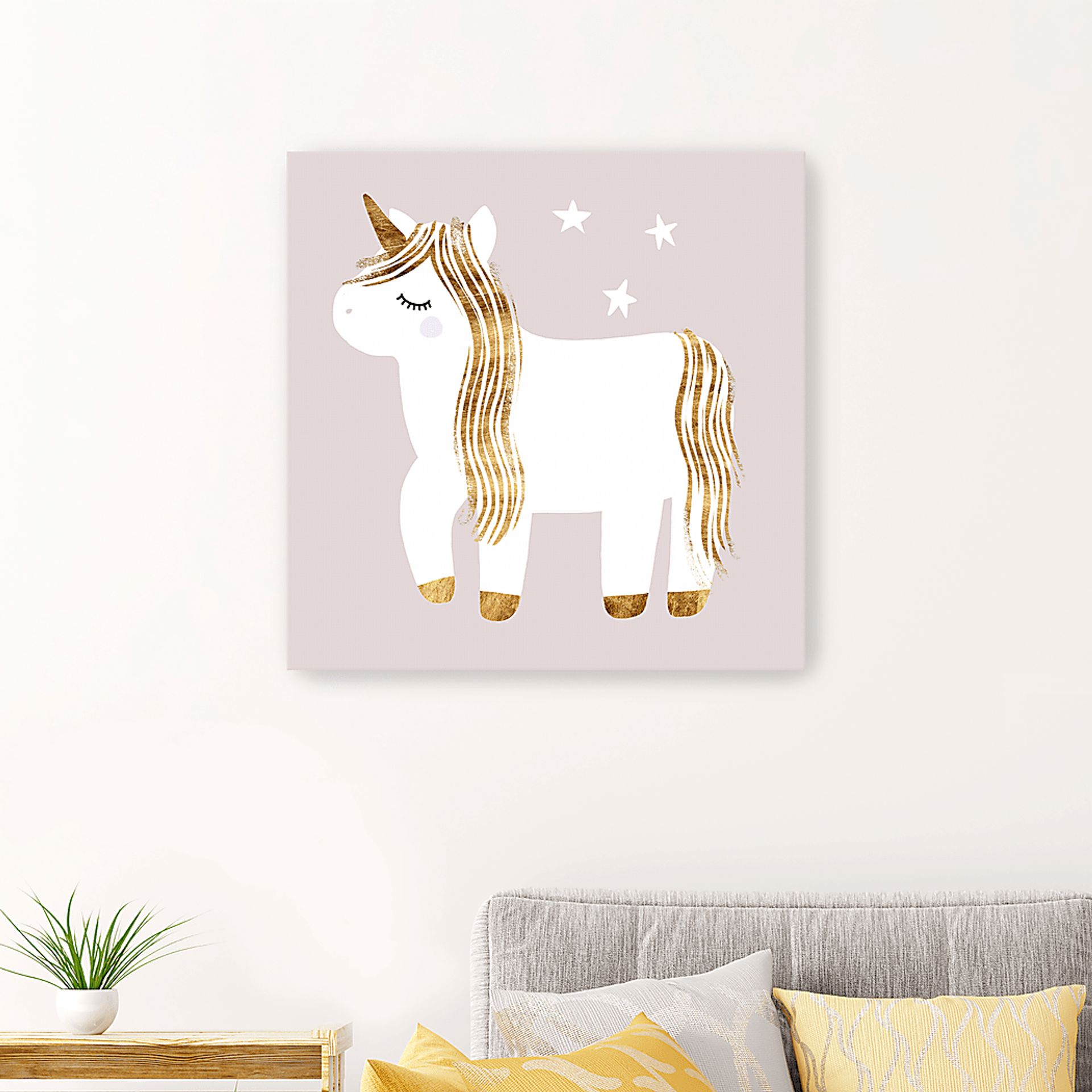 Kids Starry Unicorn I Gray Artwork - Image 3