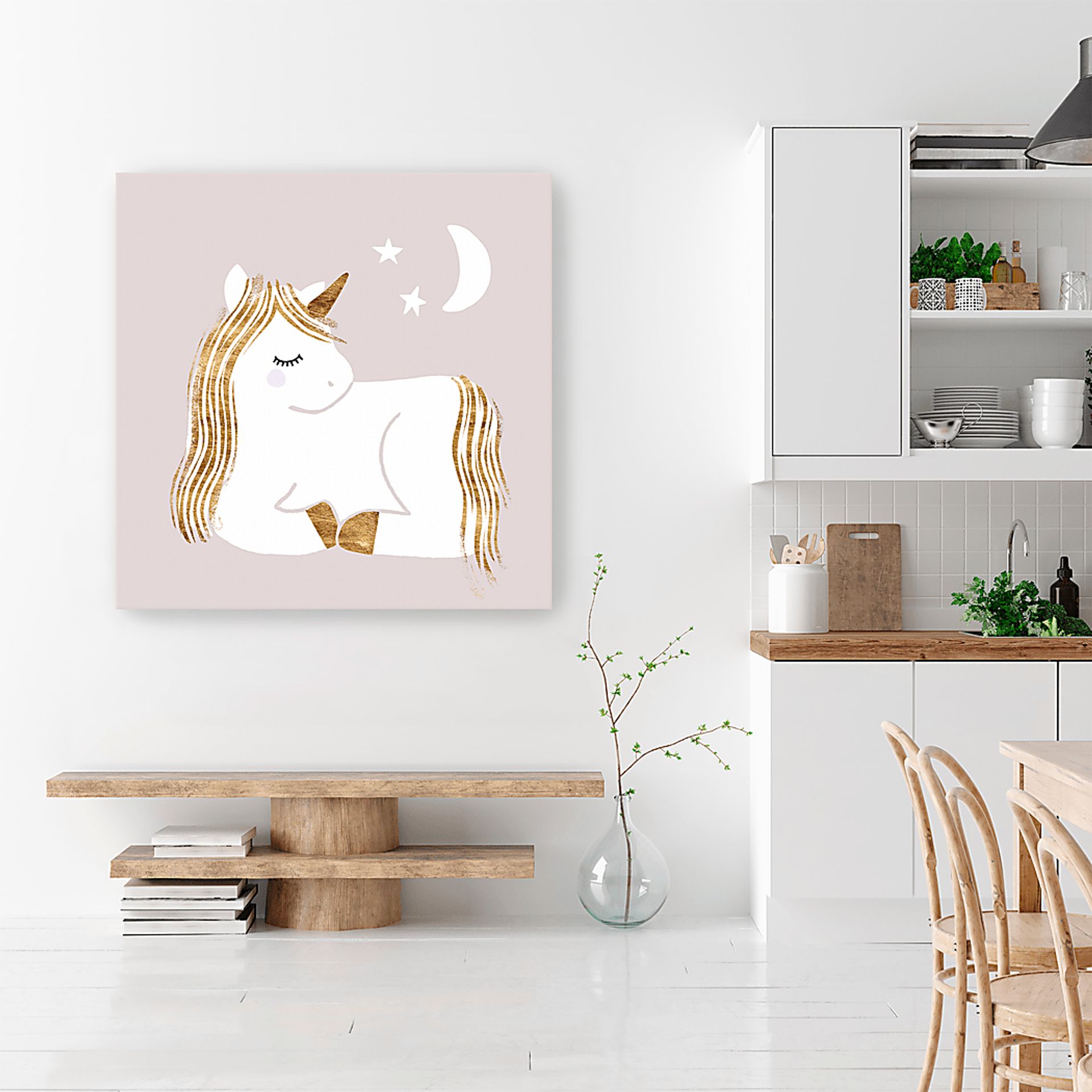 Kids Starry Unicorn II Gray Artwork - Image 2