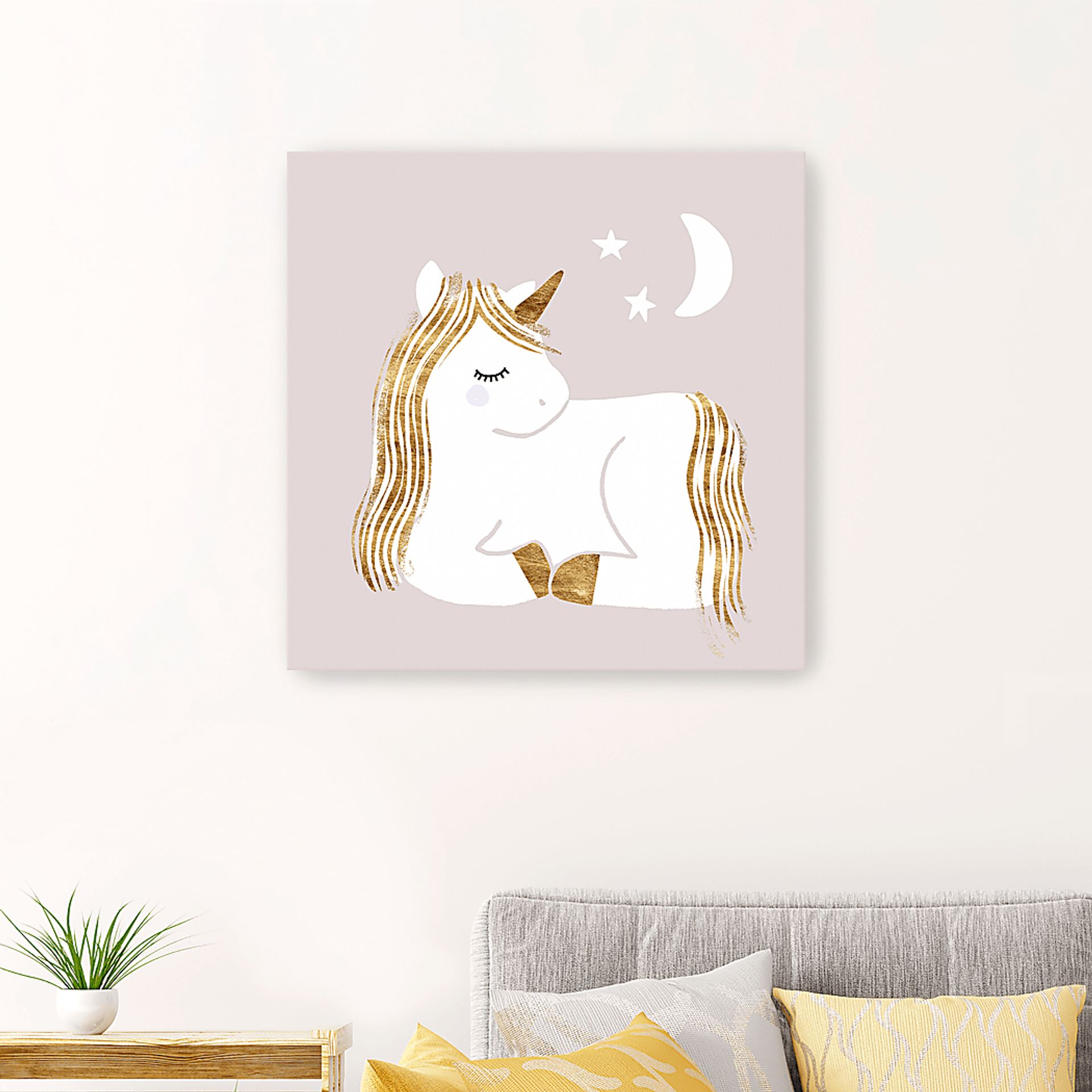 Kids Starry Unicorn II Gray Artwork - Image 3