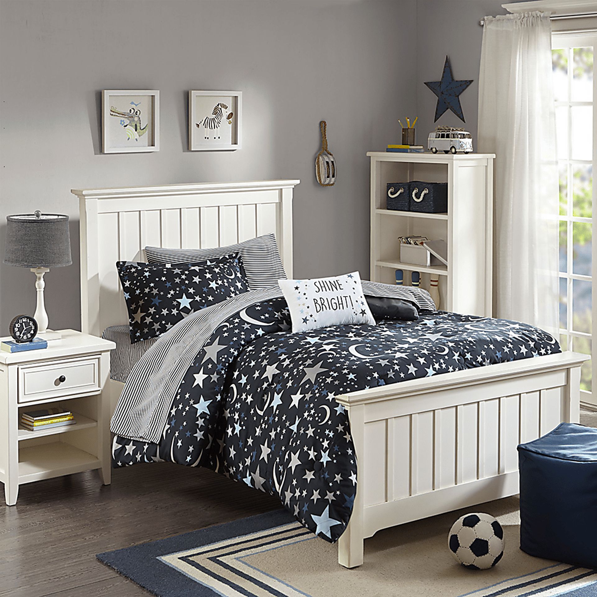 Kids Stars at Night Charcoal 6 Pc Twin Comforter Set - Image 8