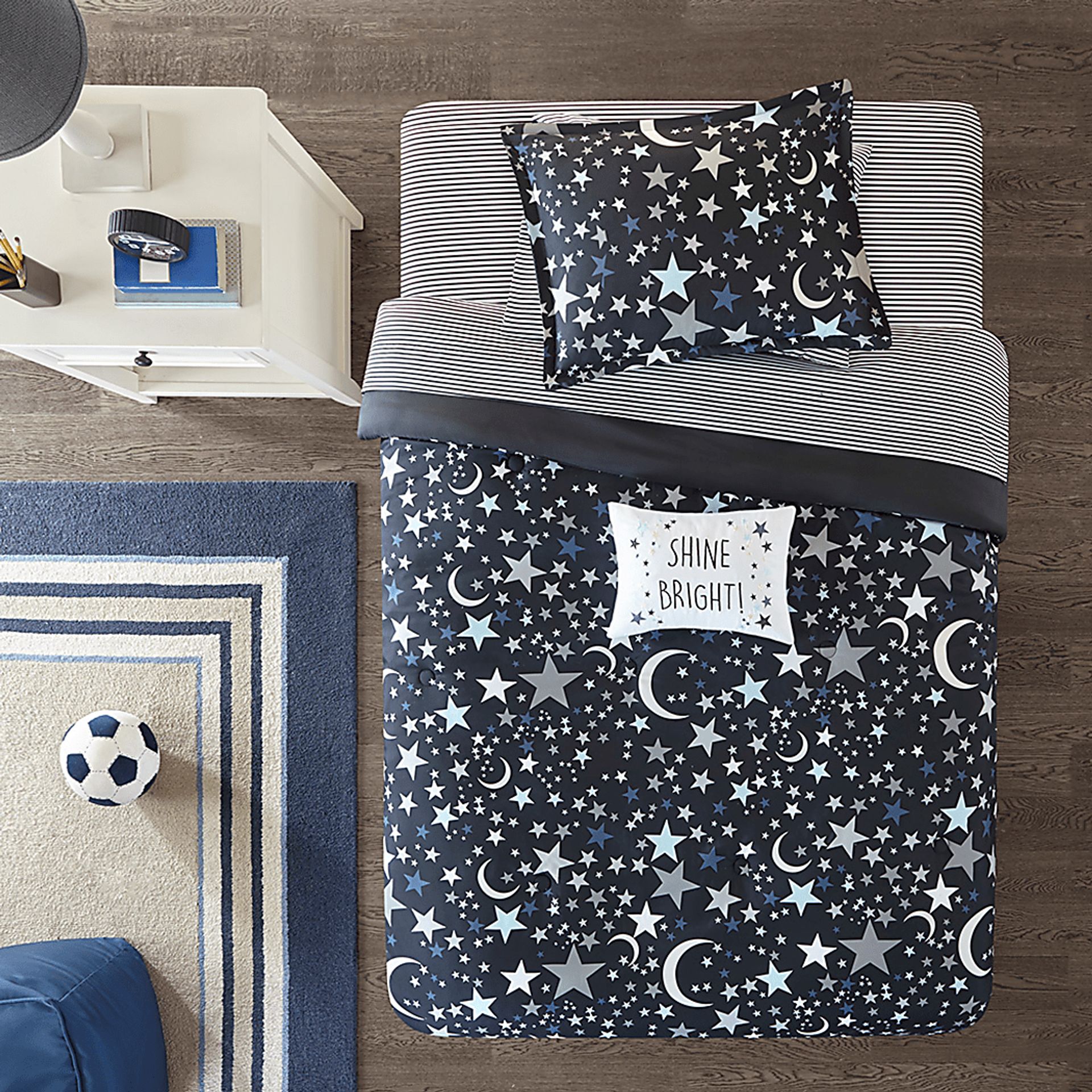 Kids Stars at Night Charcoal 8 Pc Full Comforter Set - Image 1