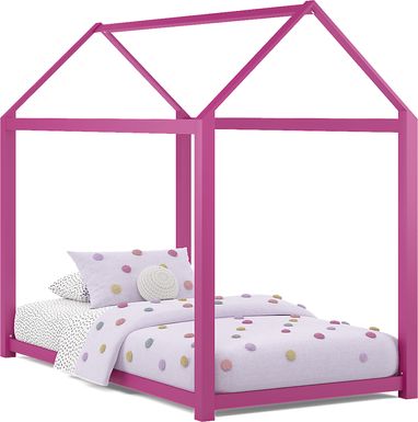 Kids Storybook Pink Twin House Bed