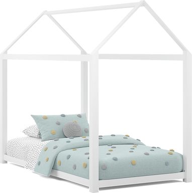 Kids Storybook White Twin House Bed