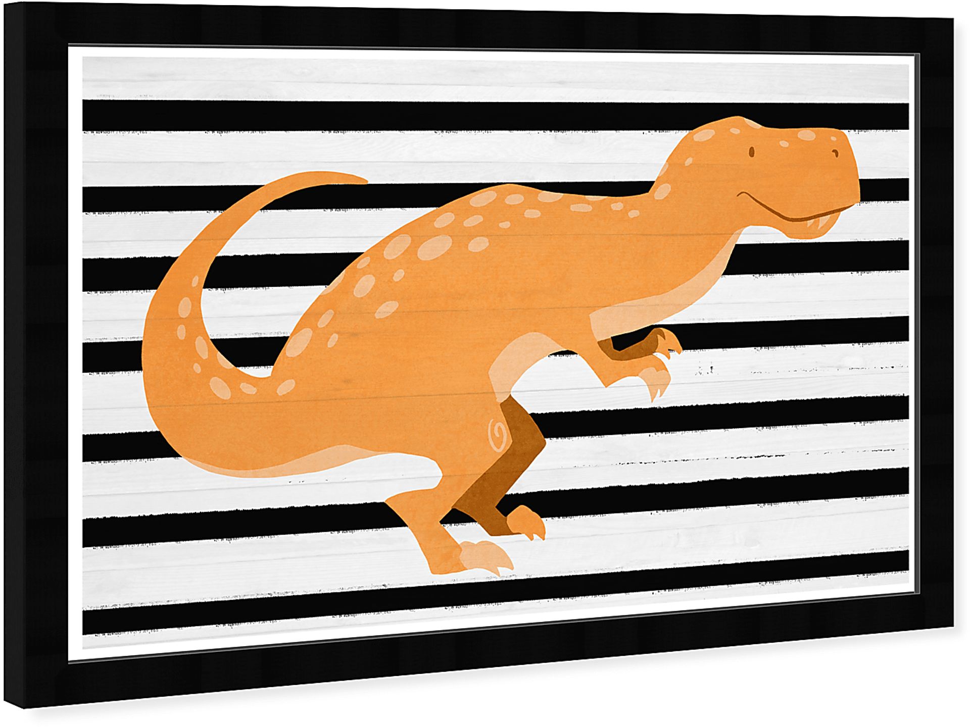 Kids Striped Orange T-Rex Wall Art - Image 2