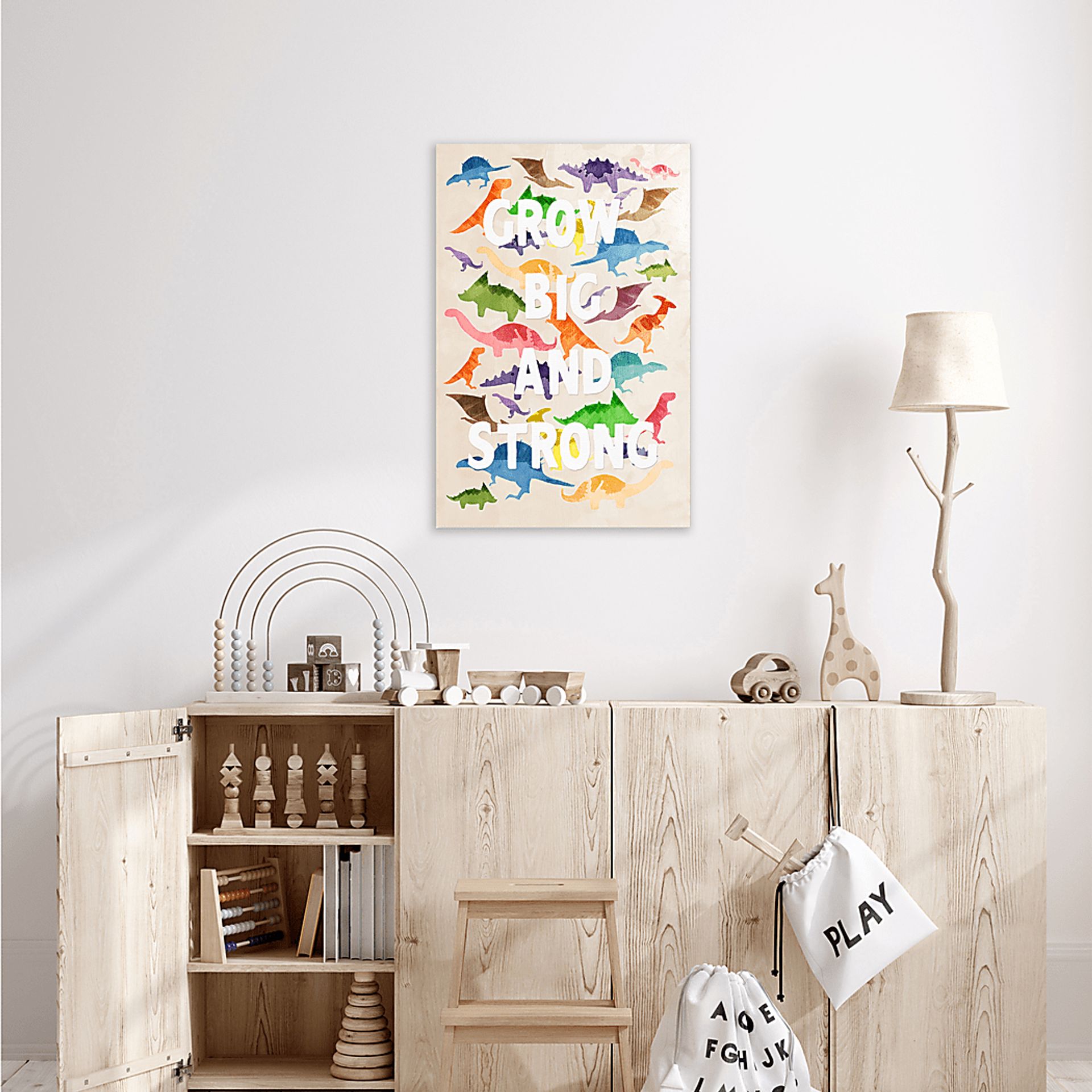 Kids Strong and Big Dinos Beige Small Wall Art - Image 3