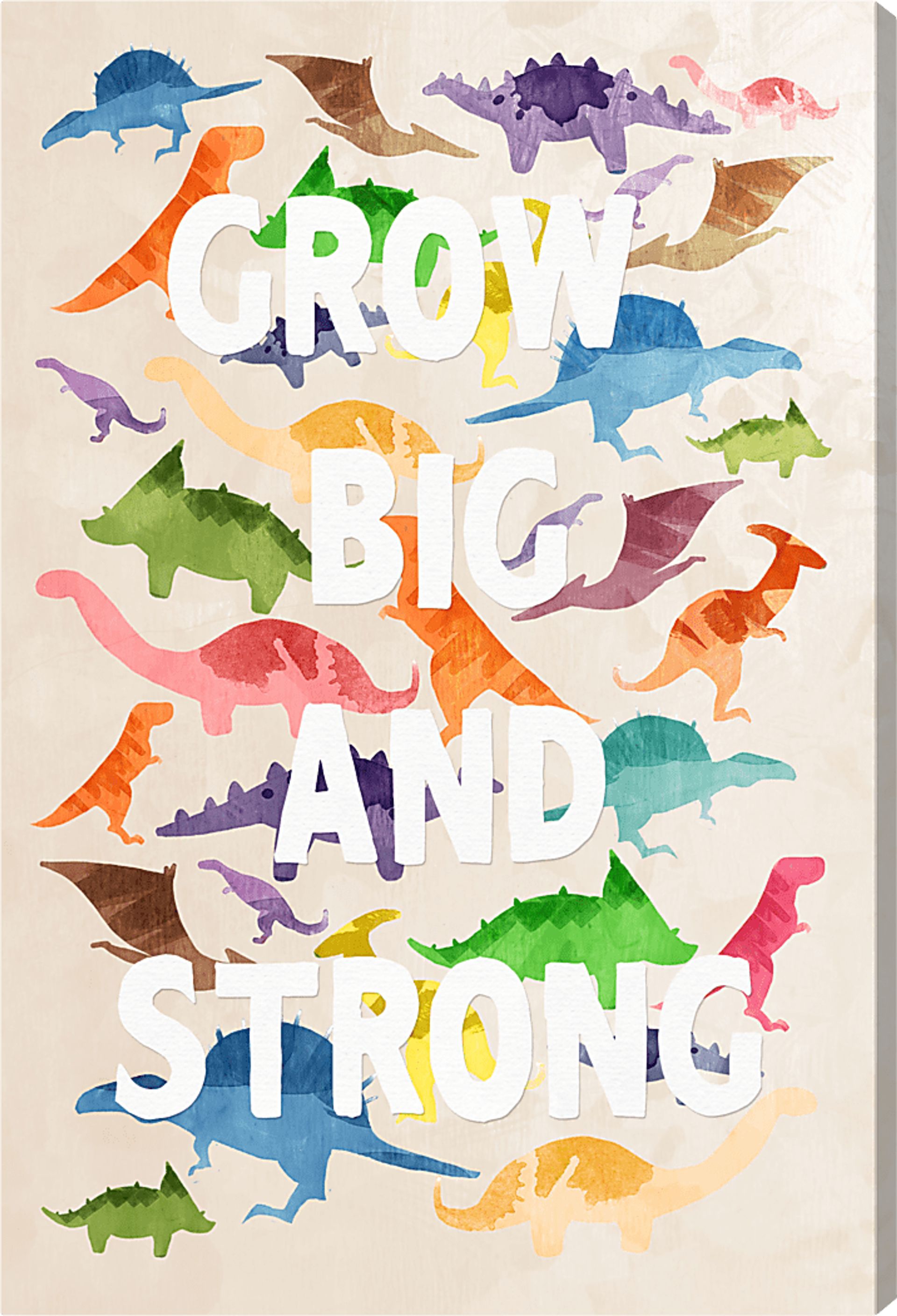 Kids Strong and Big Dinos Beige Small Wall Art - Image 1