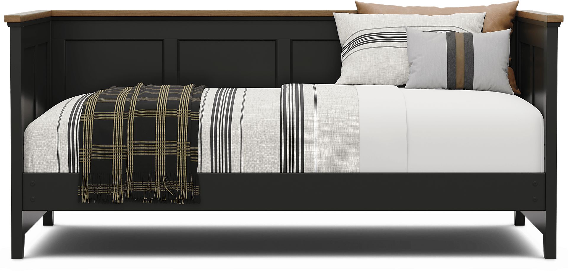 Kids Sugar Hollow Black Twin Daybed Bedroom with Creekside 2.0 Chestnut Chest and Nightstand - Image 3