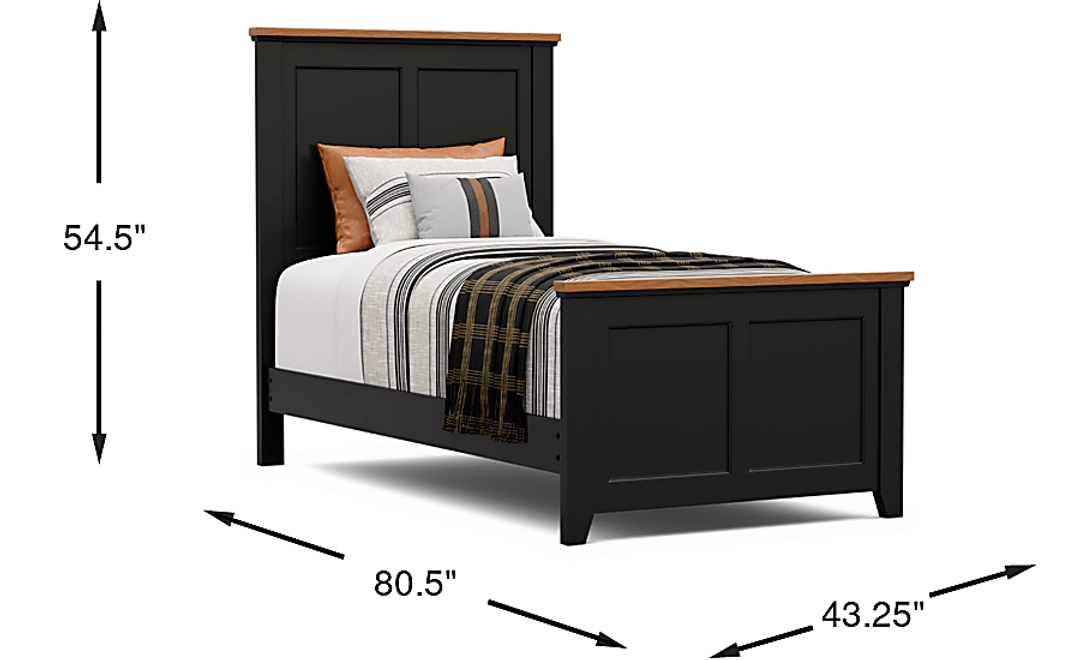 Kids Sugar Hollow Black Twin Panel Bed