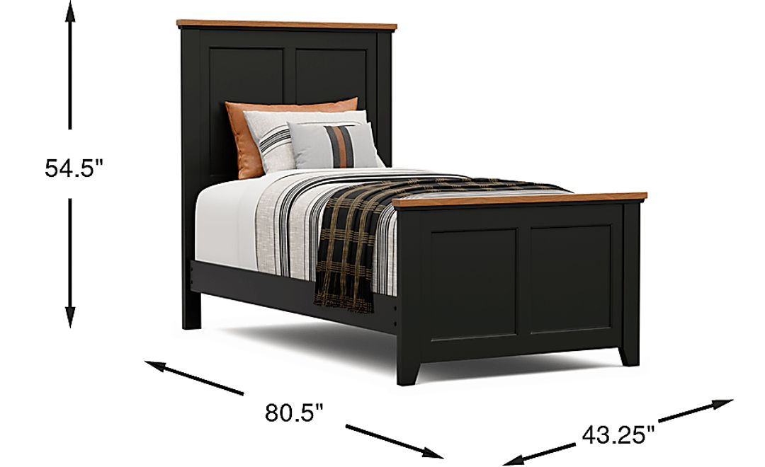 Kids Sugar Hollow Black Twin Panel Bed