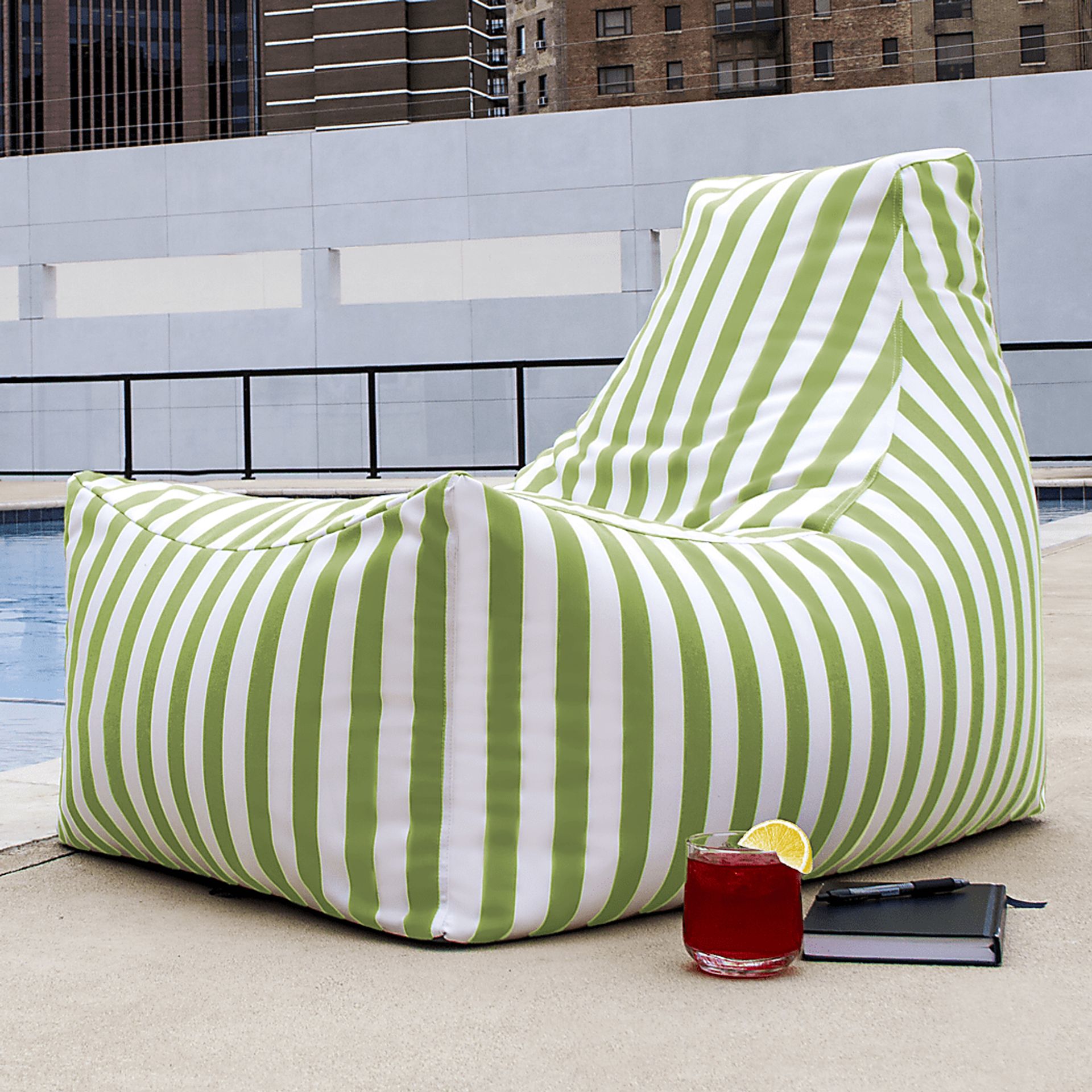 Kids Summerly Green/White Indoor/Outdoor Bean Bag Chair - Image 4