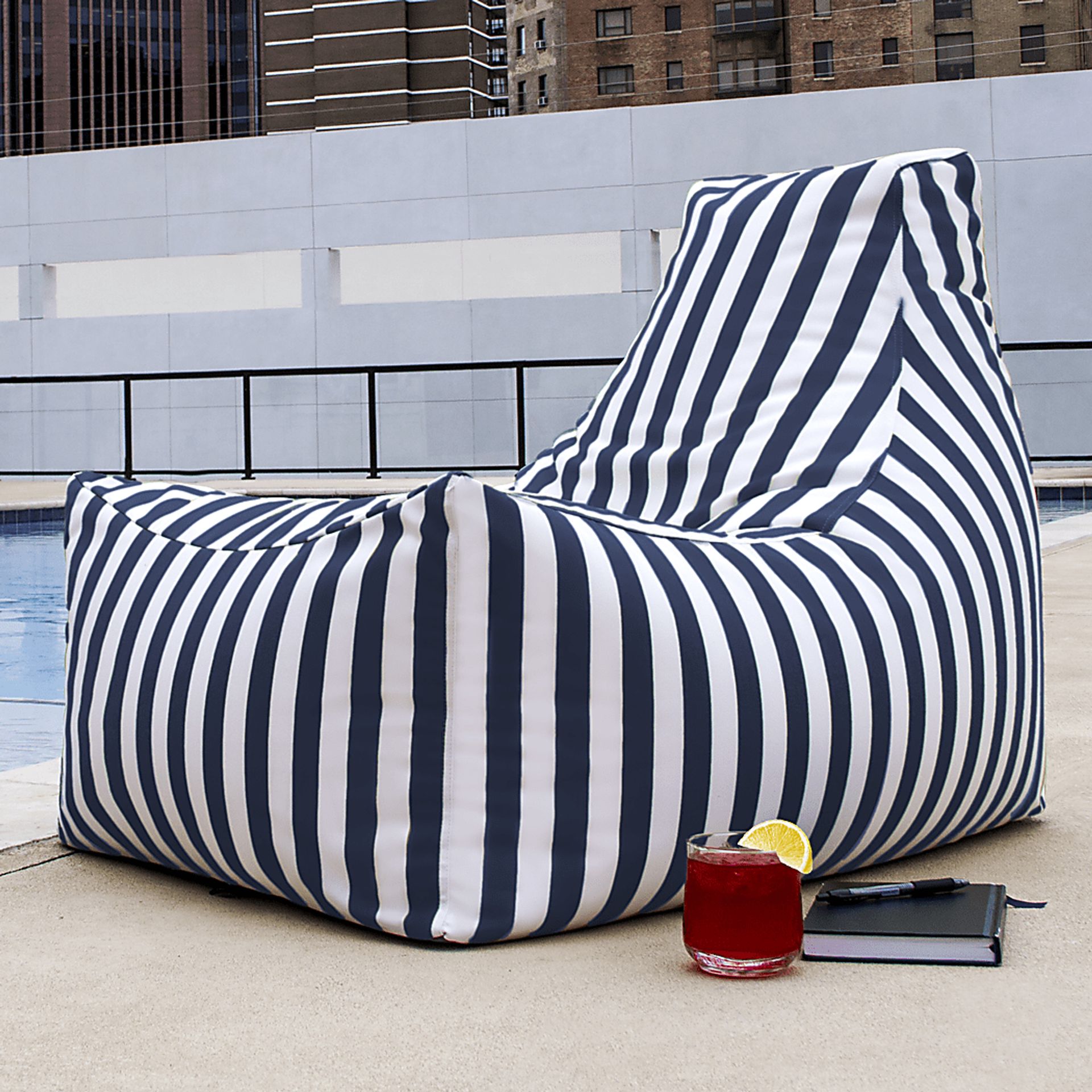 Kids Summerly Navy/White Indoor/Outdoor Bean Bag Chair - Image 4