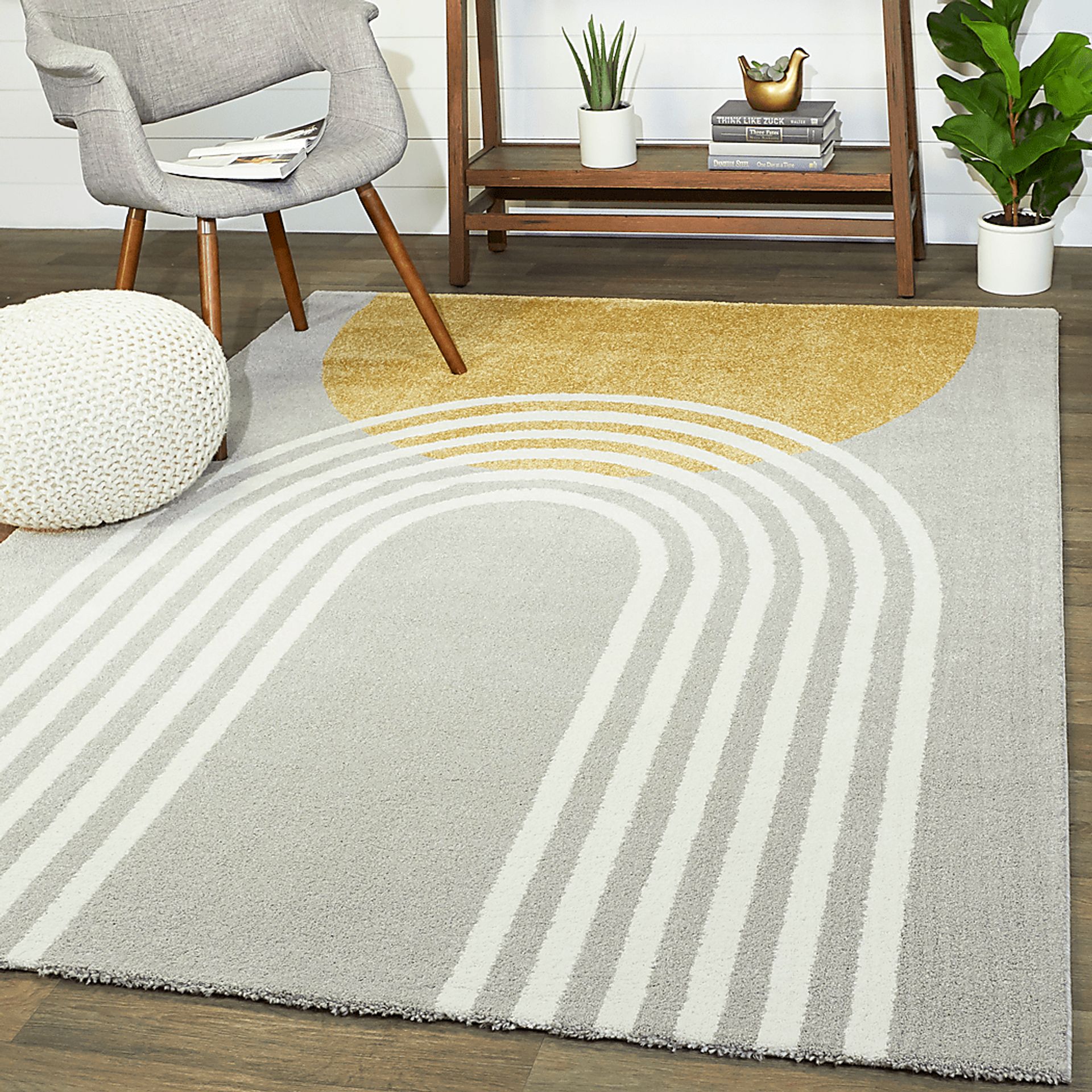 Kids Sun and Shine Light Gray 5'3 x 7' Rug - Image 2
