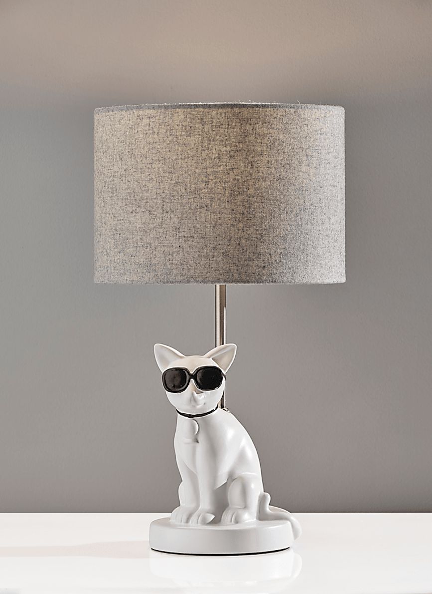 Kids Sunny Cat White Table Lamp