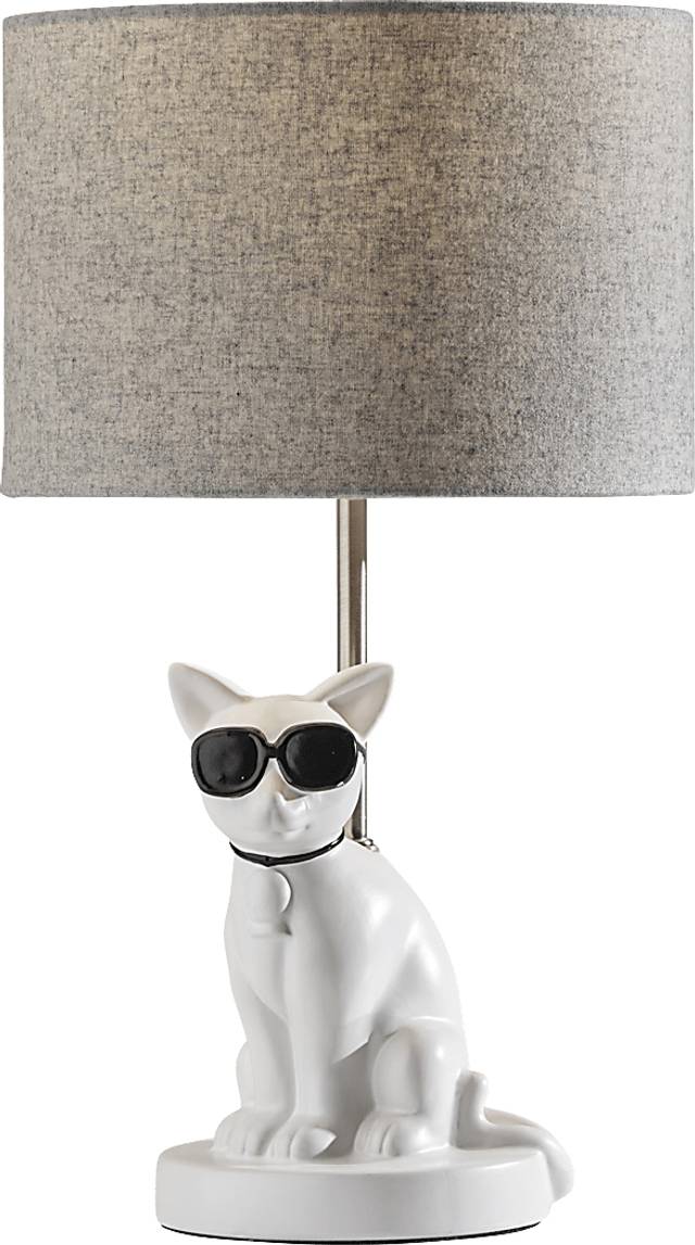 Kids Sunny Cat White Table Lamp - Thumbnail - Image 1