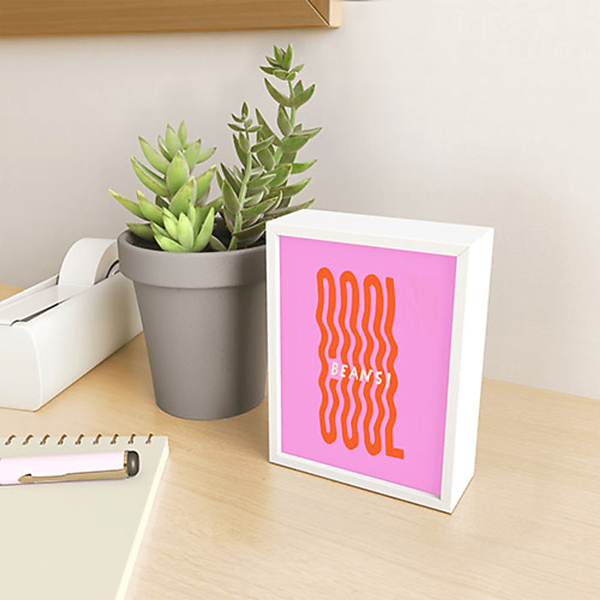 Kids Super Cool Beans Pink Mini Framed Art - Image 2