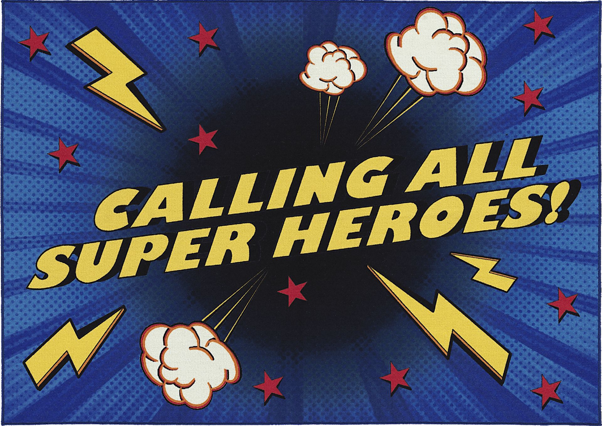 Kids Superhero Call Blue 7' x 9' Rug - Image 1