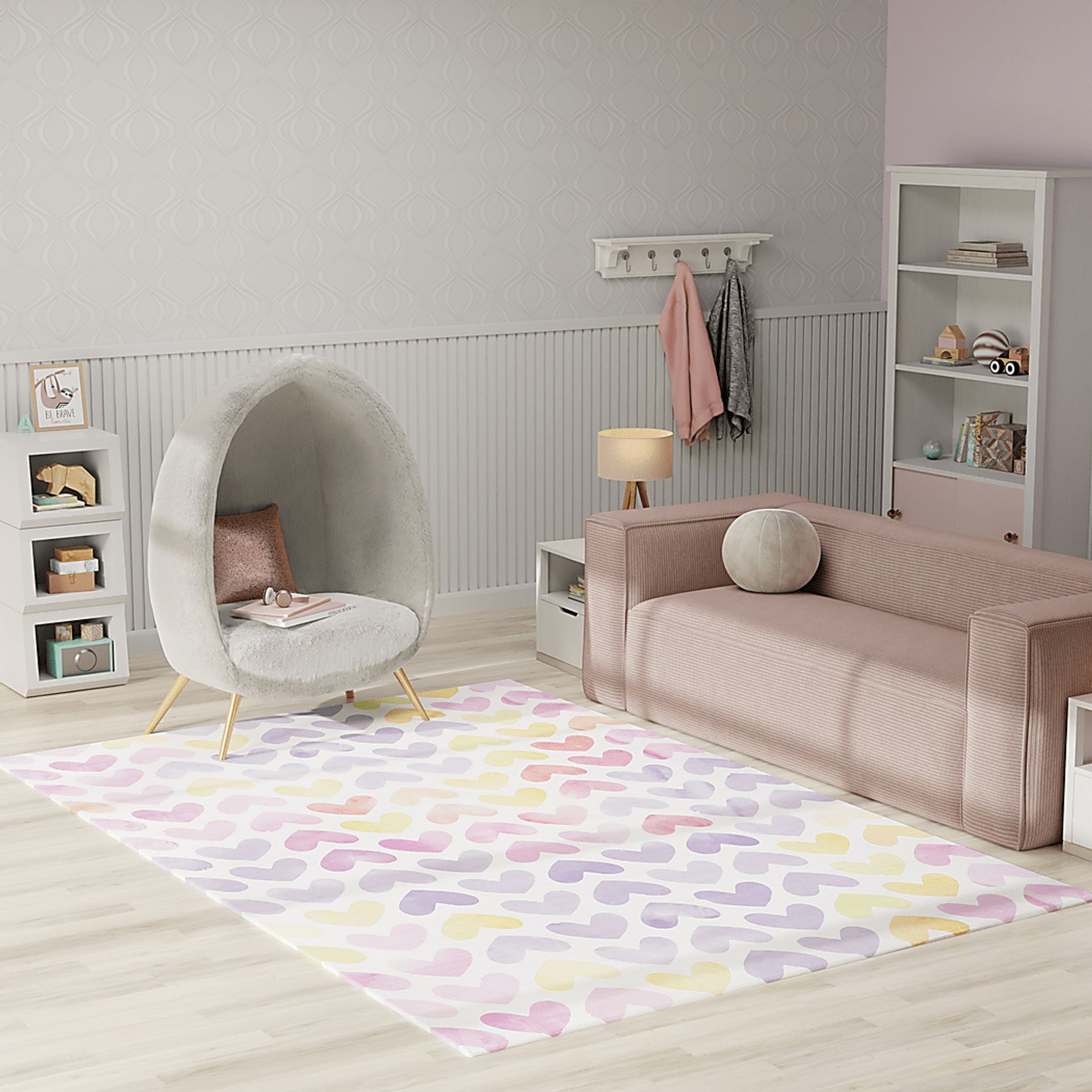 Kids Sweet Hearts Multi 5' x 7' Rug - Image 3