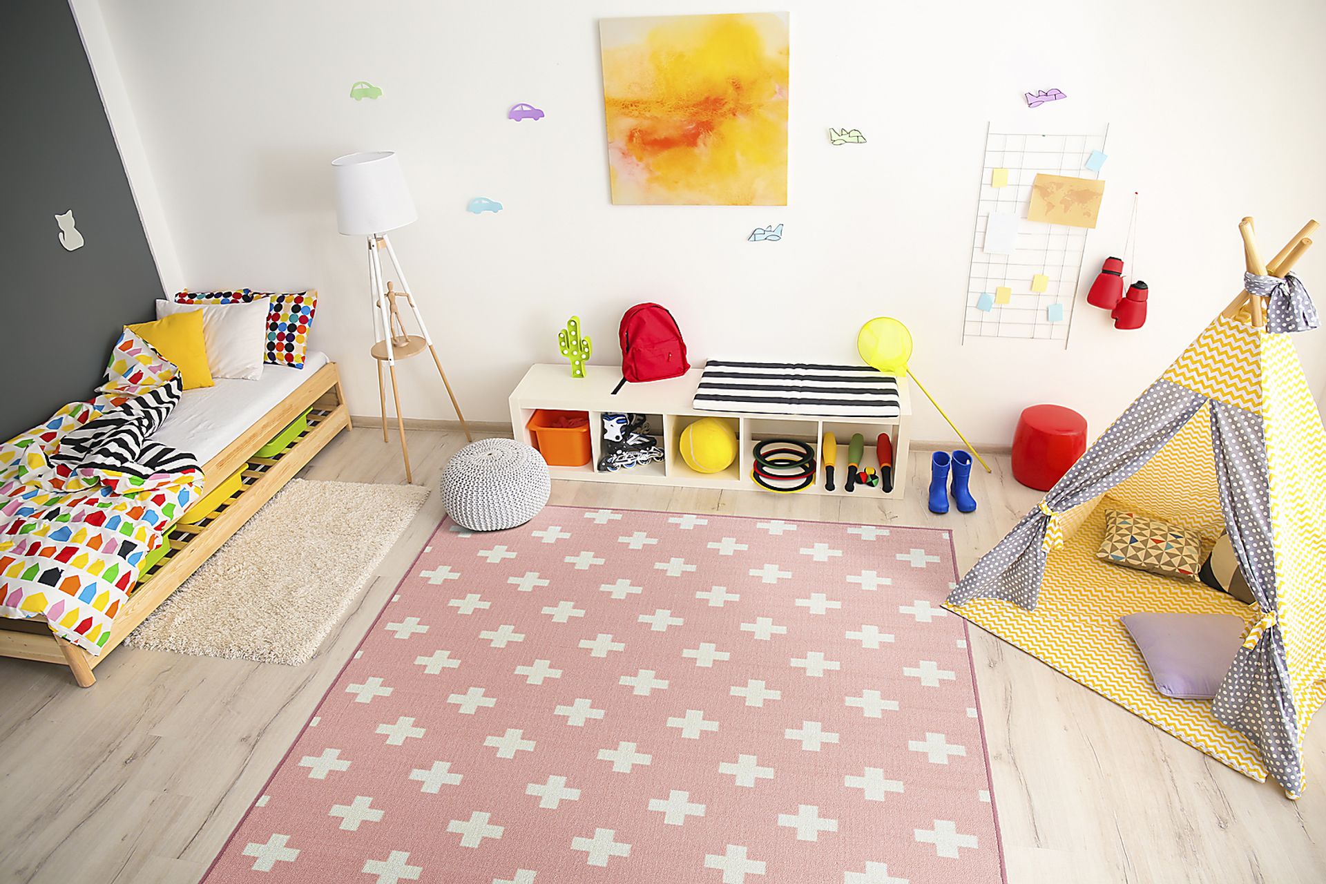 Kids Swiss Cross Pink 5' x 7' Rug - Image 2