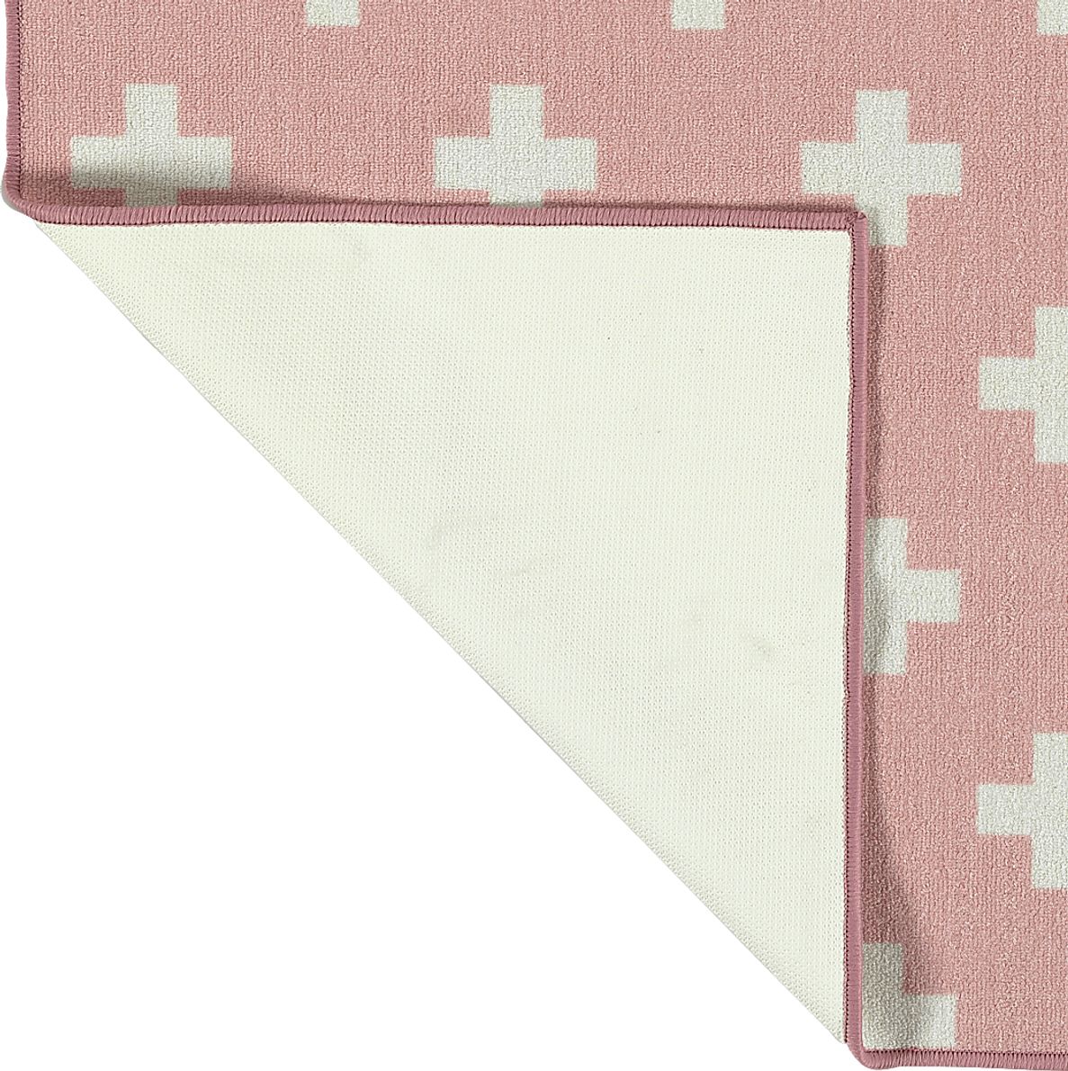 Kids Swiss Cross Pink 7' x 9' Rug