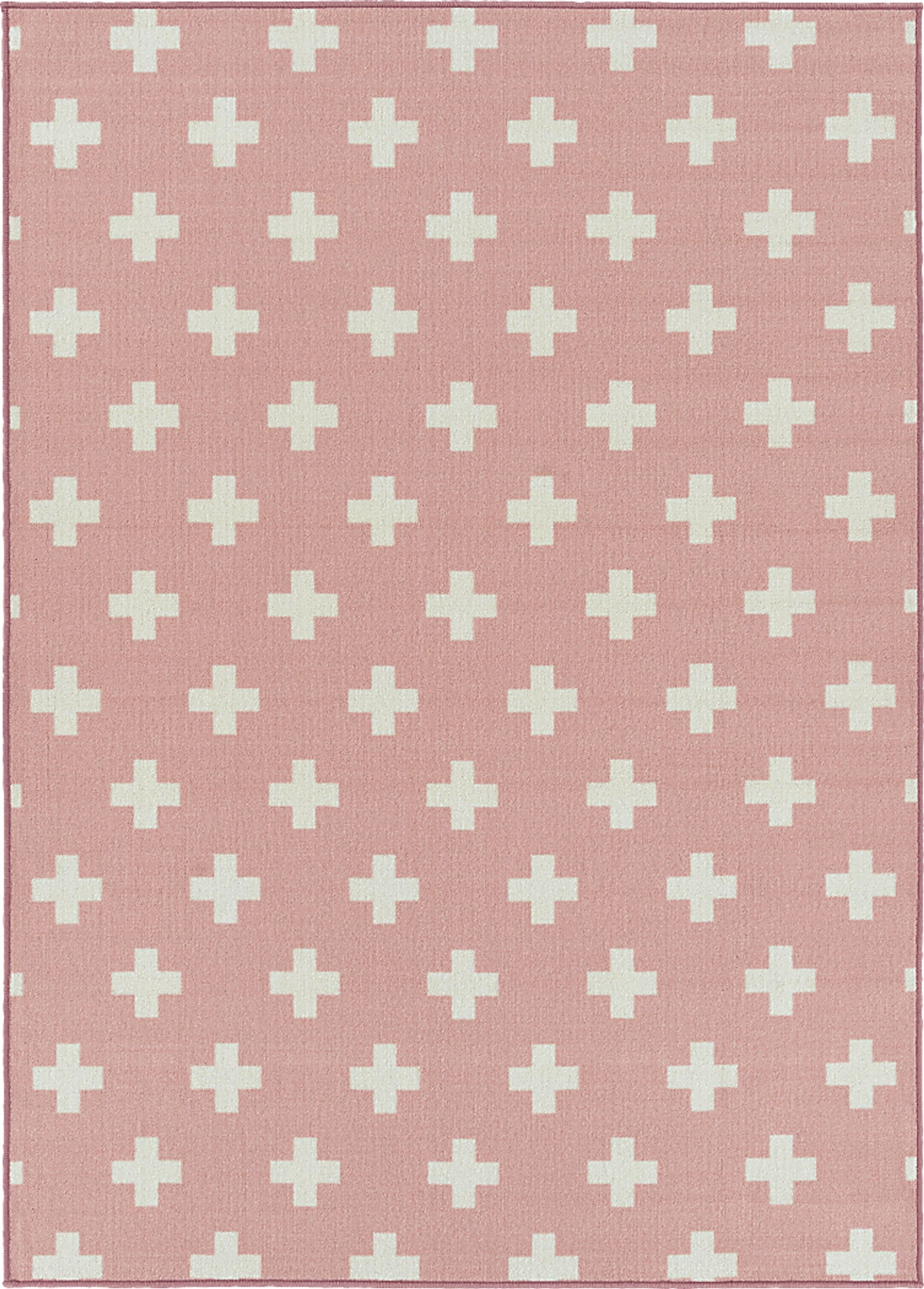 Kids Swiss Cross Pink 7' x 9' Rug - Image 1