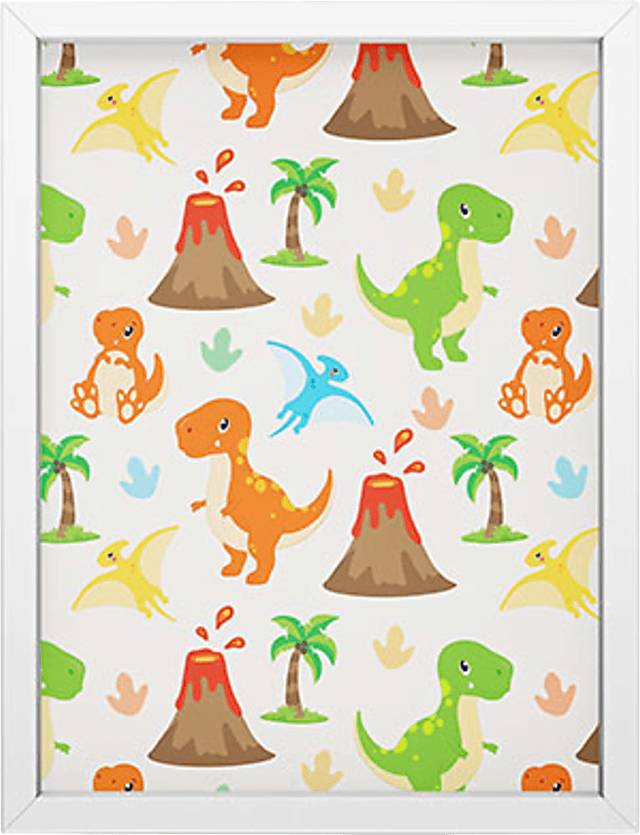 Kids T-Rex Party White Mini Framed Artwork - Thumbnail - Image 1