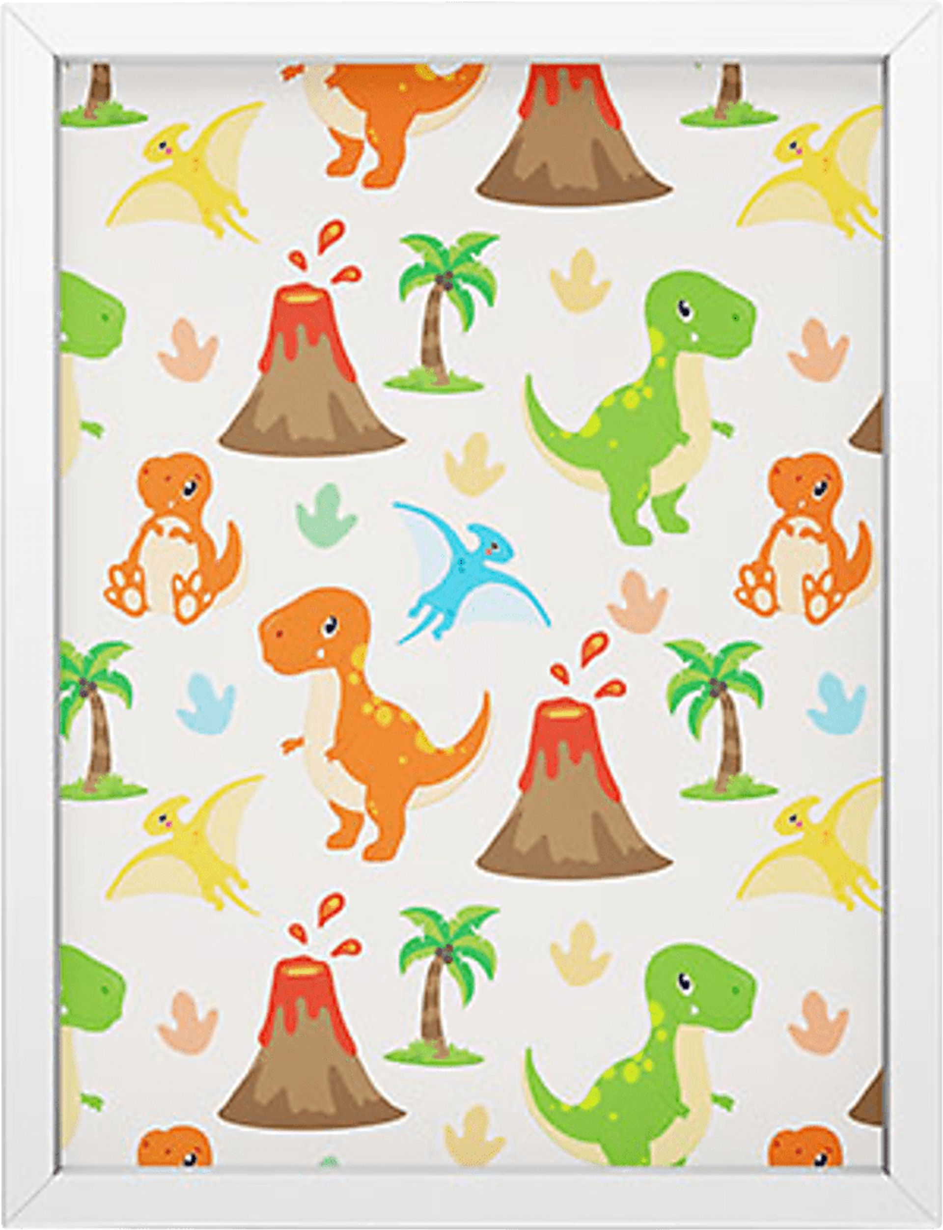 Kids T-Rex Party White Mini Framed Artwork - Image 1