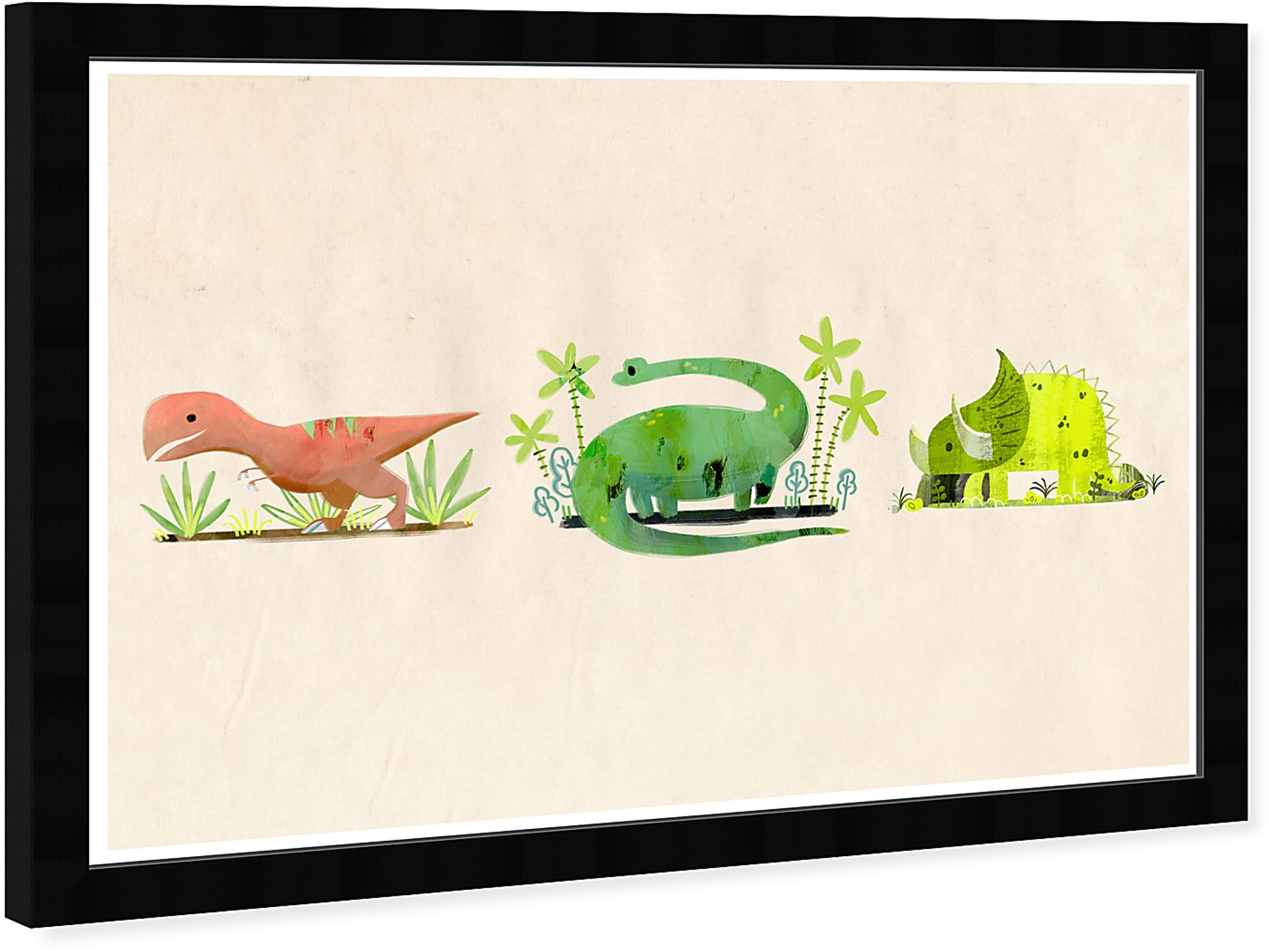 Kids Three Dinosaurs Beige Wall Art - Image 2