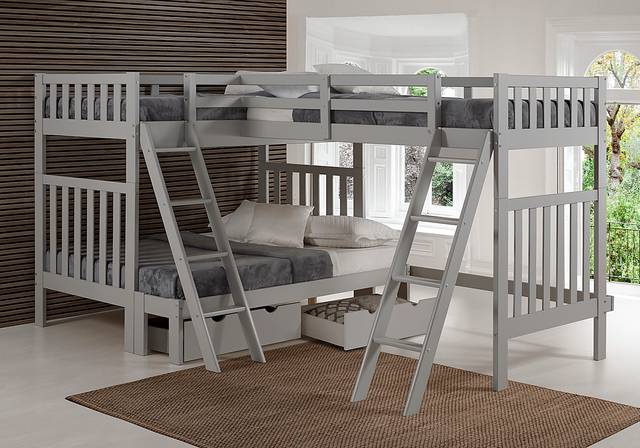Kids Tillcester Dove Gray Twin/Twin/Full Bunk Bed with Storage - Thumbnail - Image 2