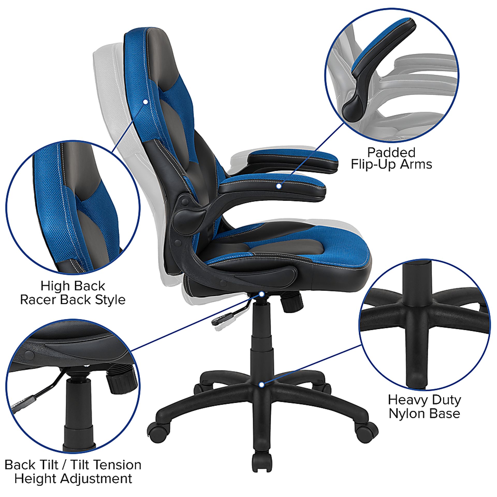 Tournne Blue Office Gaming Chair - Image 12