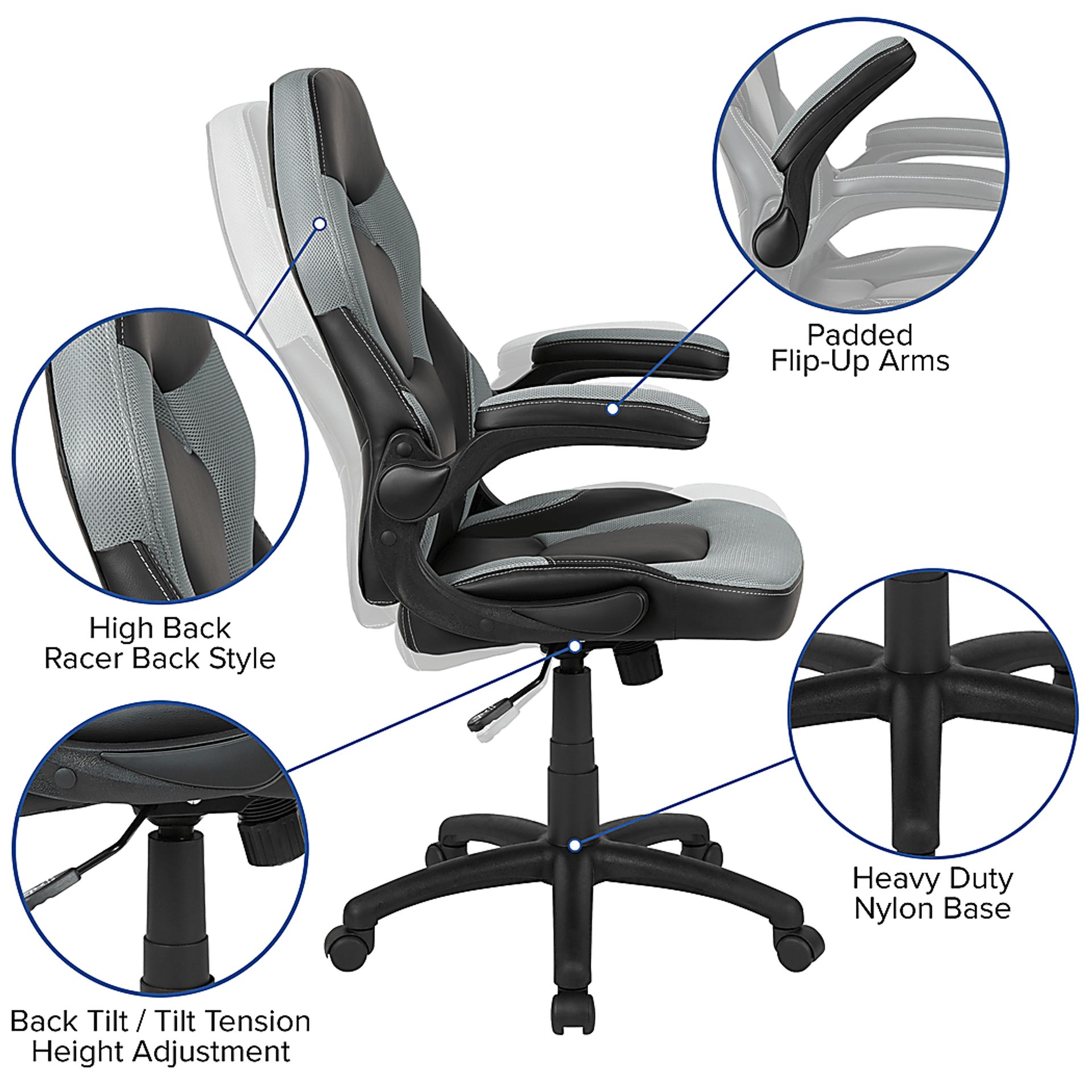 Tournne Gray Office Gaming Chair - Image 11