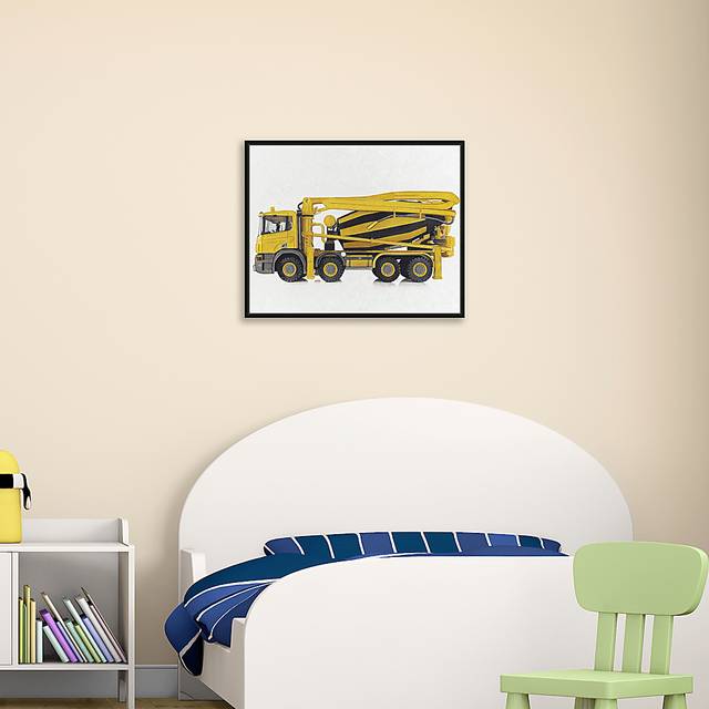 Kids Toy Cement Mixer Yellow Small Wall Art - Thumbnail - Image 3