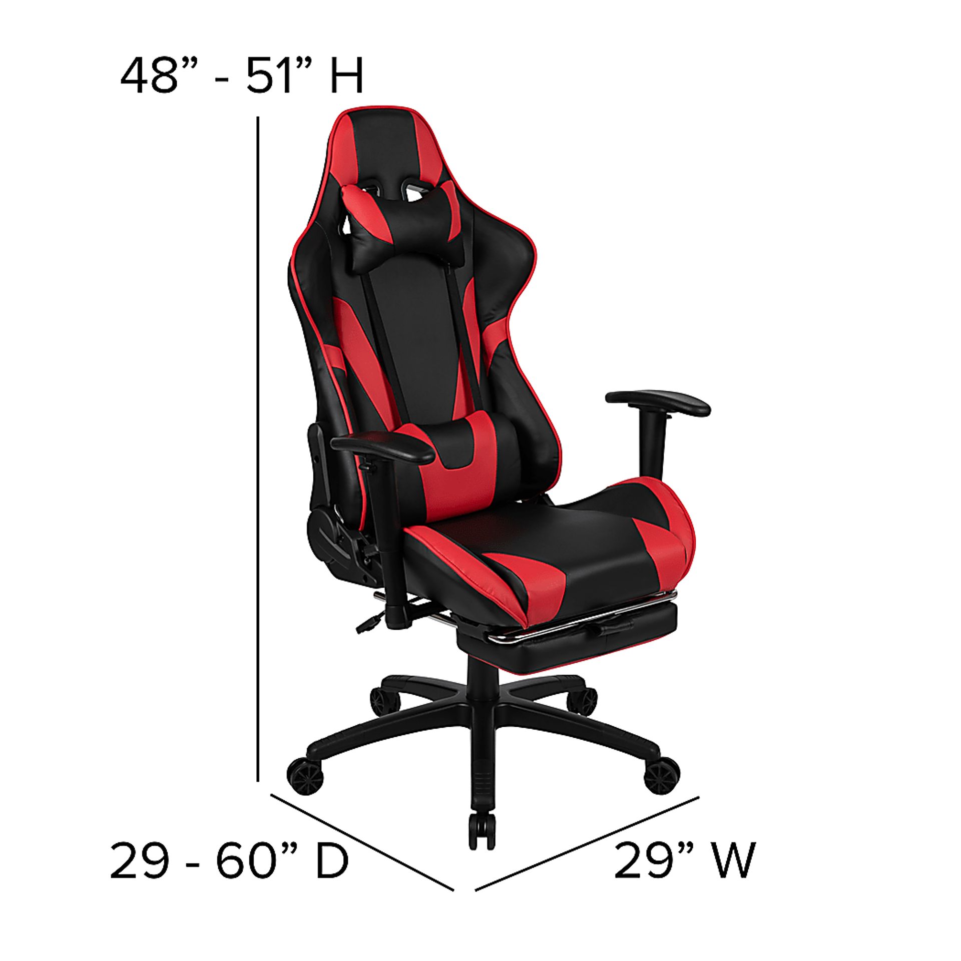 Trexxe Red Ergonomic PC Gaming Chair with Footrest - Image 11