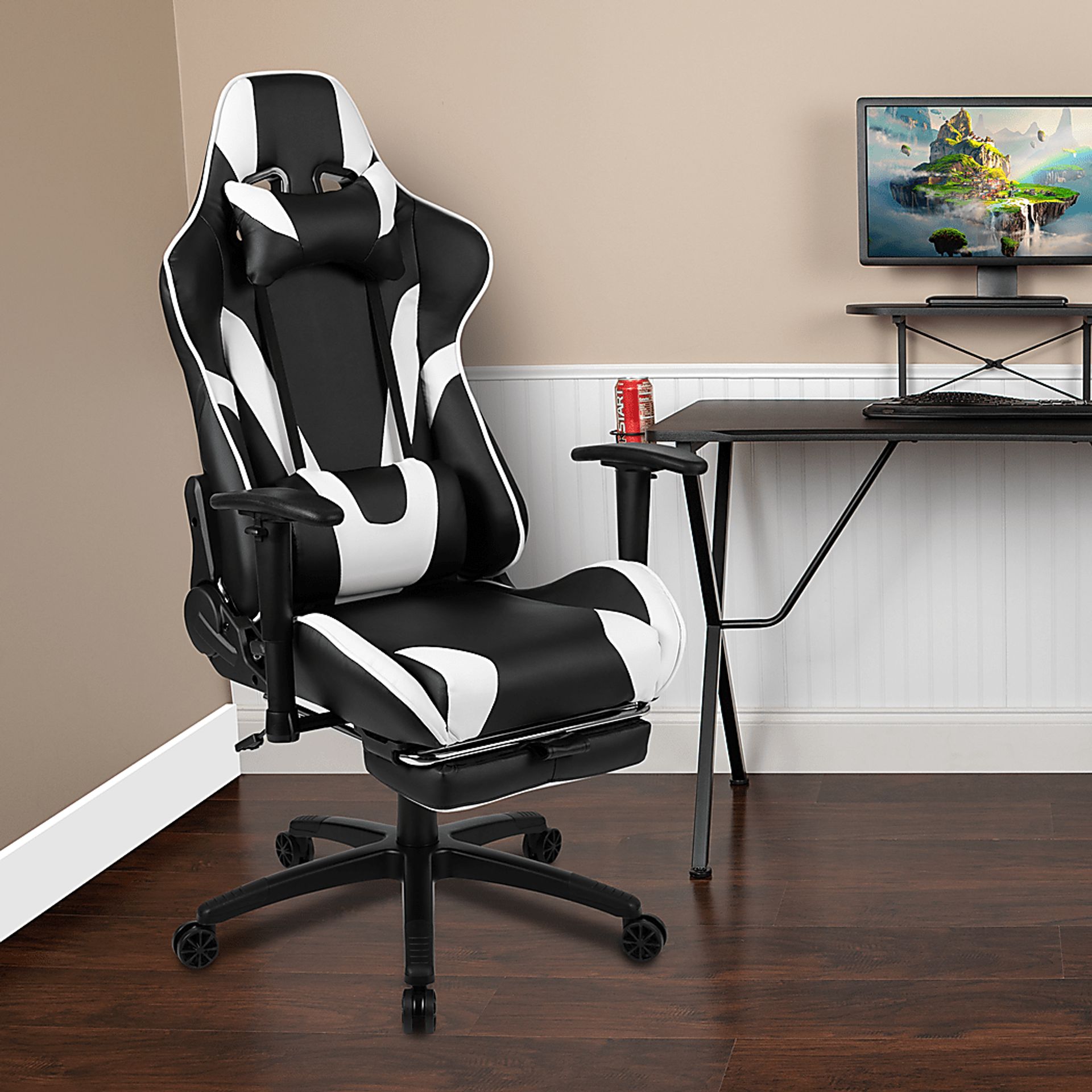 Trexxe White Ergonomic PC Gaming Chair with Footrest - Image 9