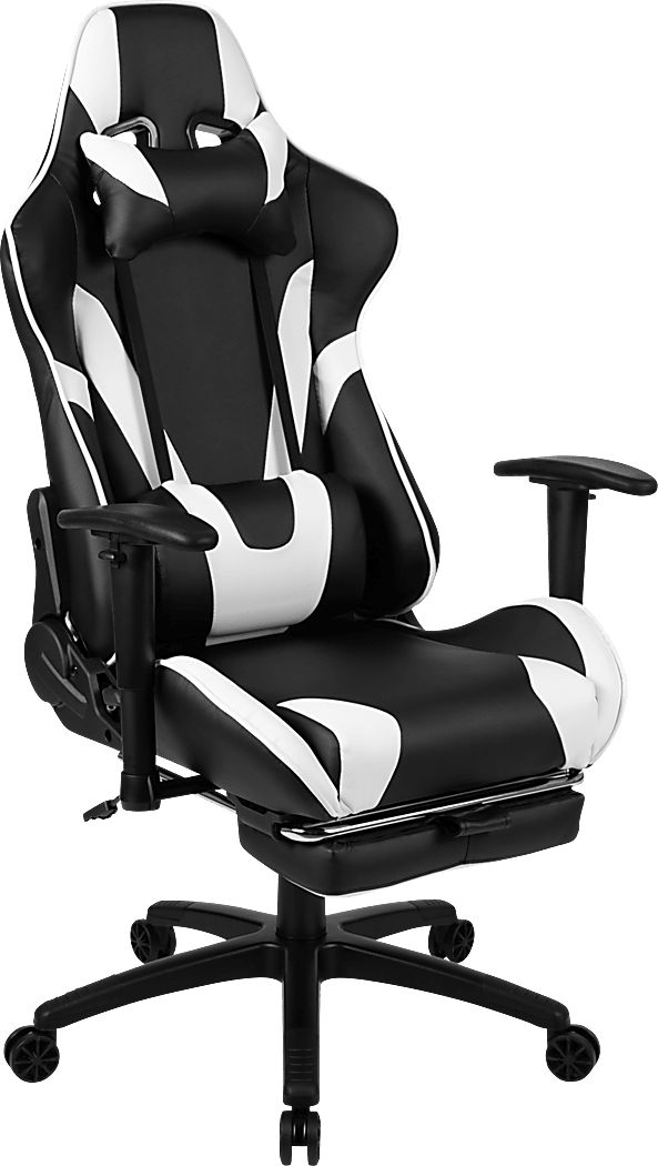 Trexxe White Ergonomic PC Gaming Chair with Footrest - Rooms To Go