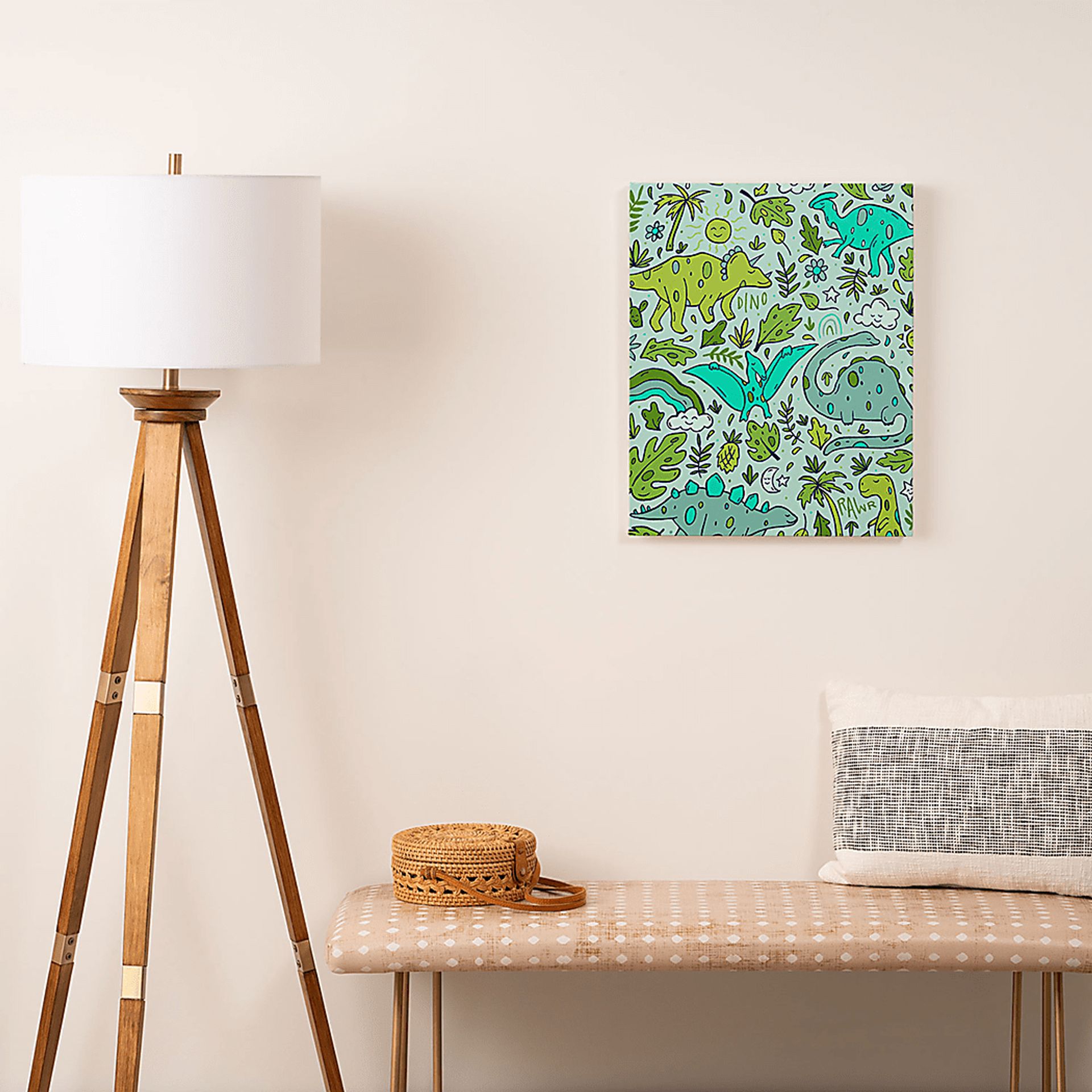Kids Tropical Dinos I Blue Artwork - Image 2