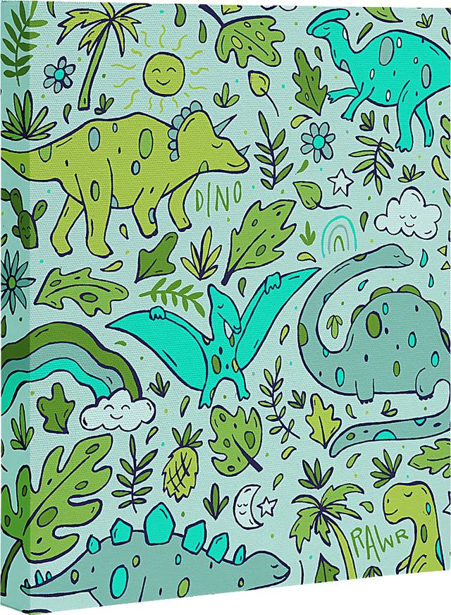 Kids Tropical Dinos I Blue Artwork - Thumbnail - Image 1