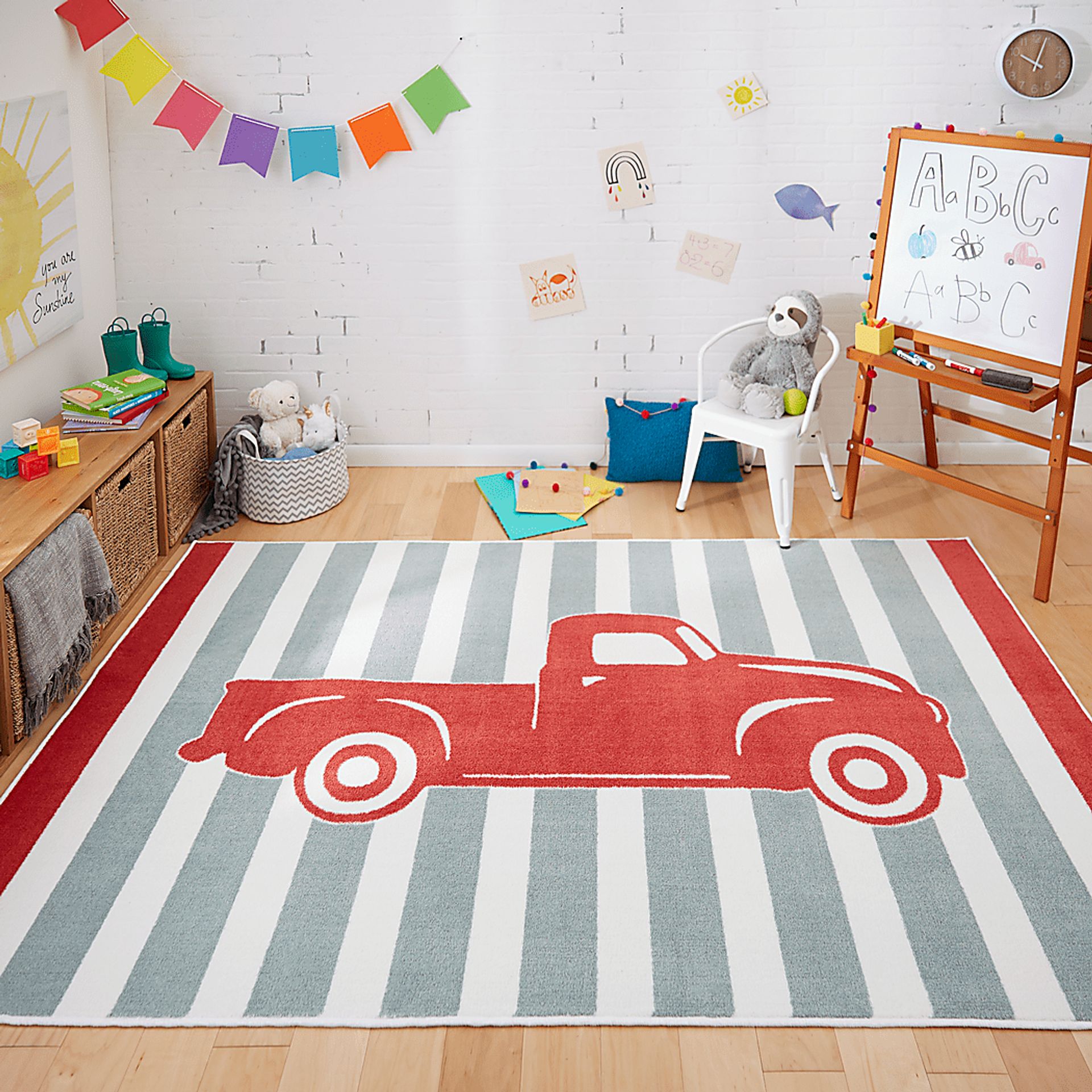Kids Truck Way Crimson 5' x 8' Rug - Image 2