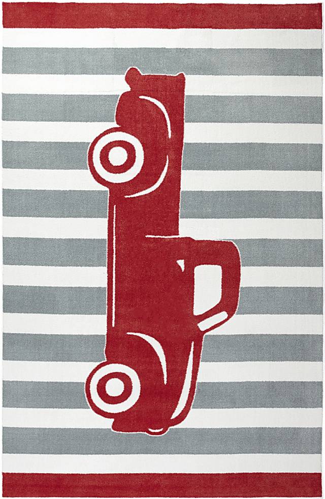 Kids Truck Way Crimson 5' x 8' Rug - Thumbnail - Image 1